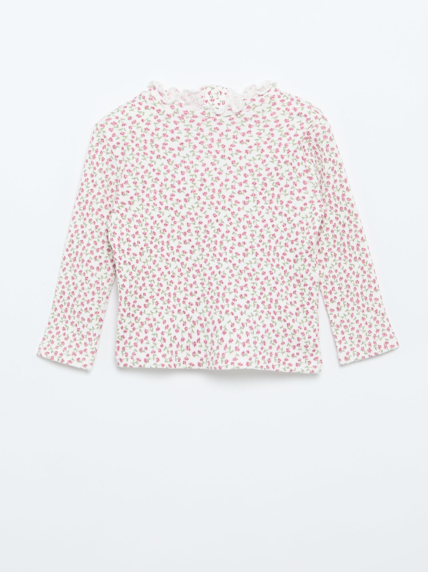 Tee-shirt rib col ondulé - Blanc (ETZ73_11)