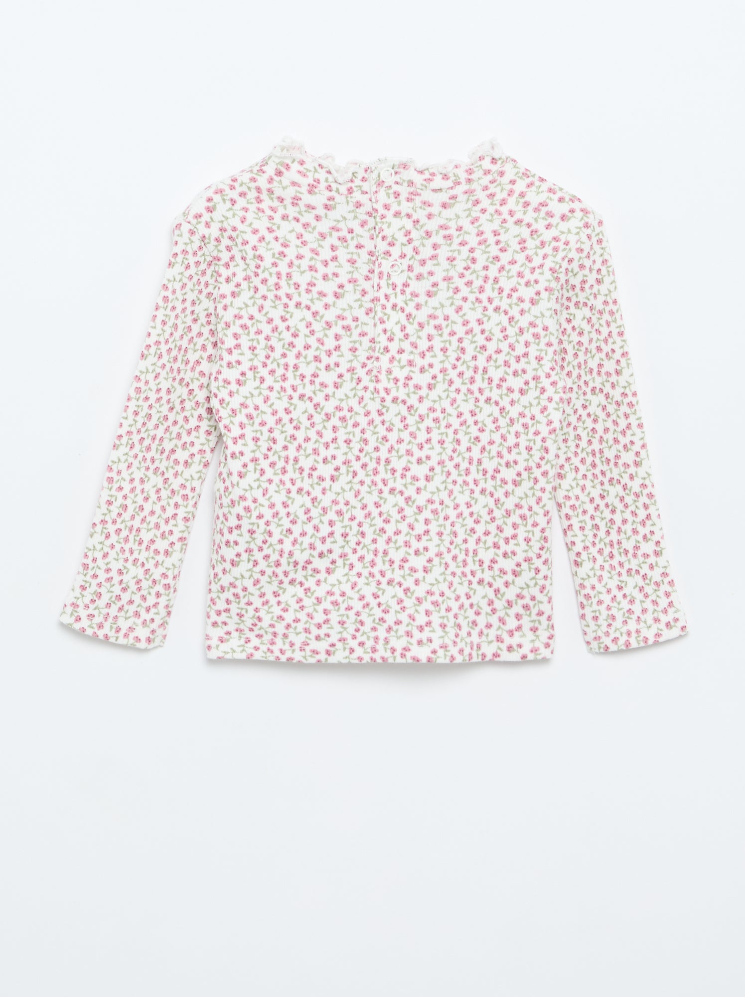Tee-shirt rib col ondulé - Blanc (ETZ73_11)