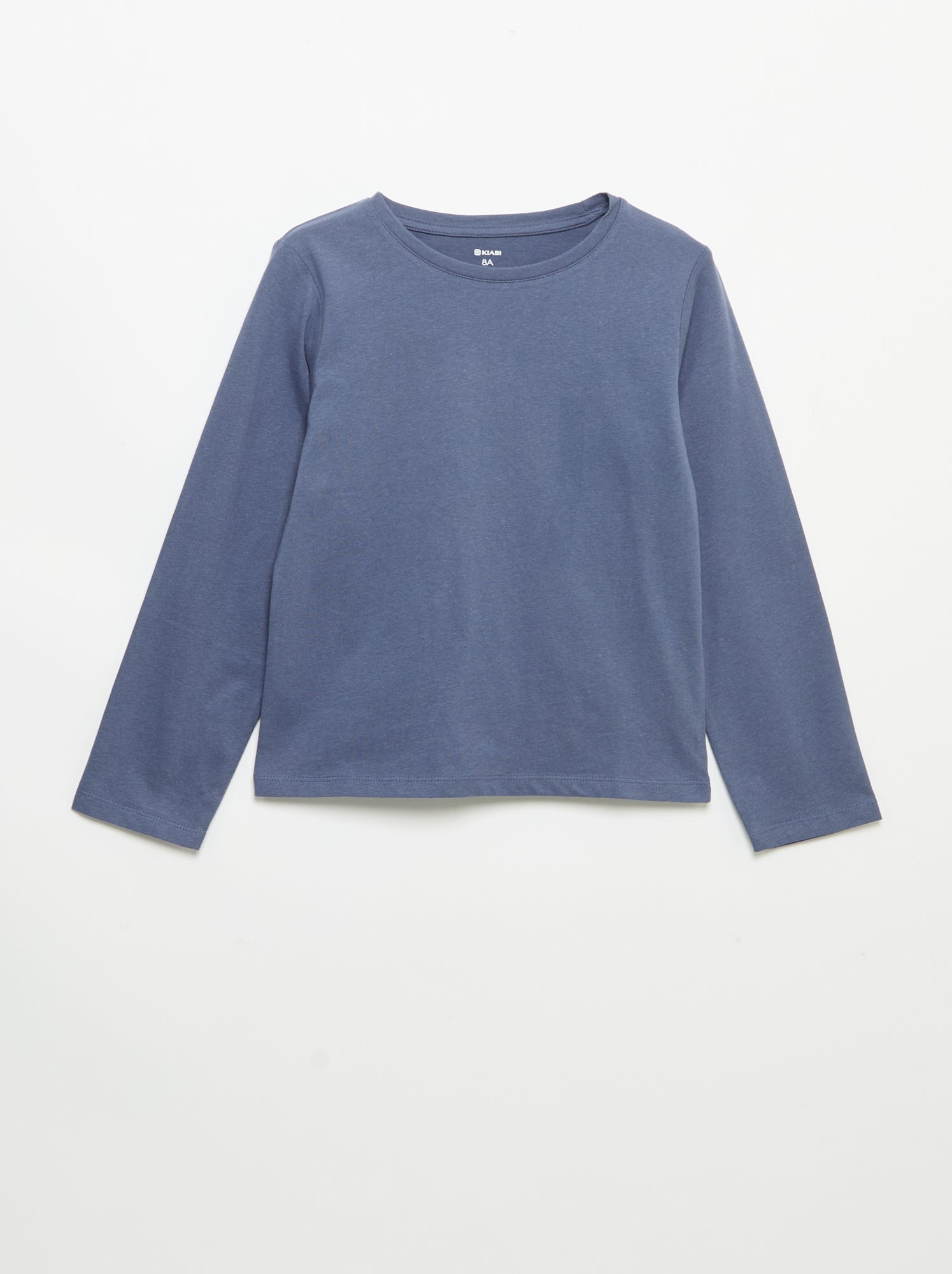 Tee-shirt uni à manches longues - Bleu
