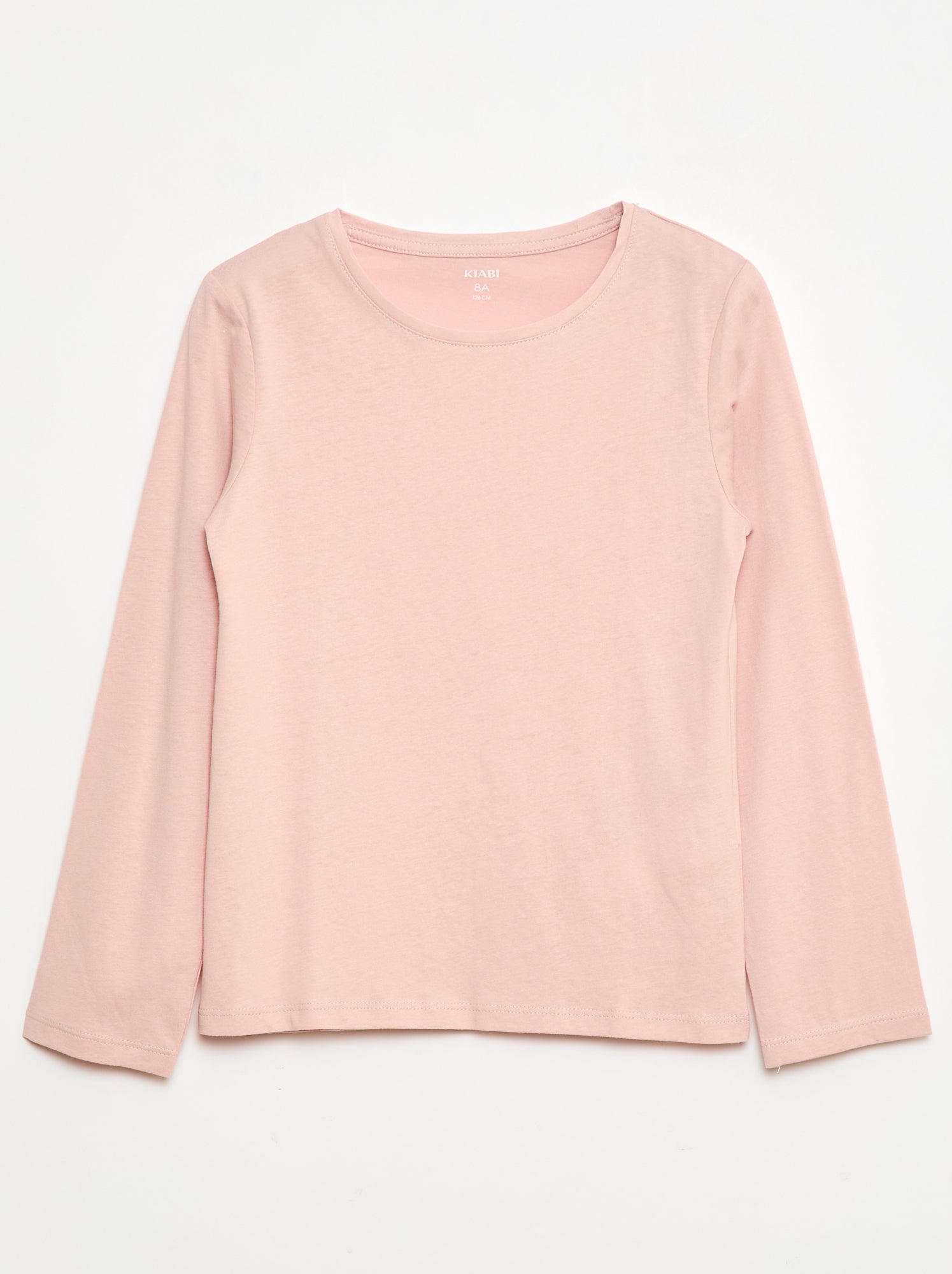 Tee-shirt uni à manches longues - Rose