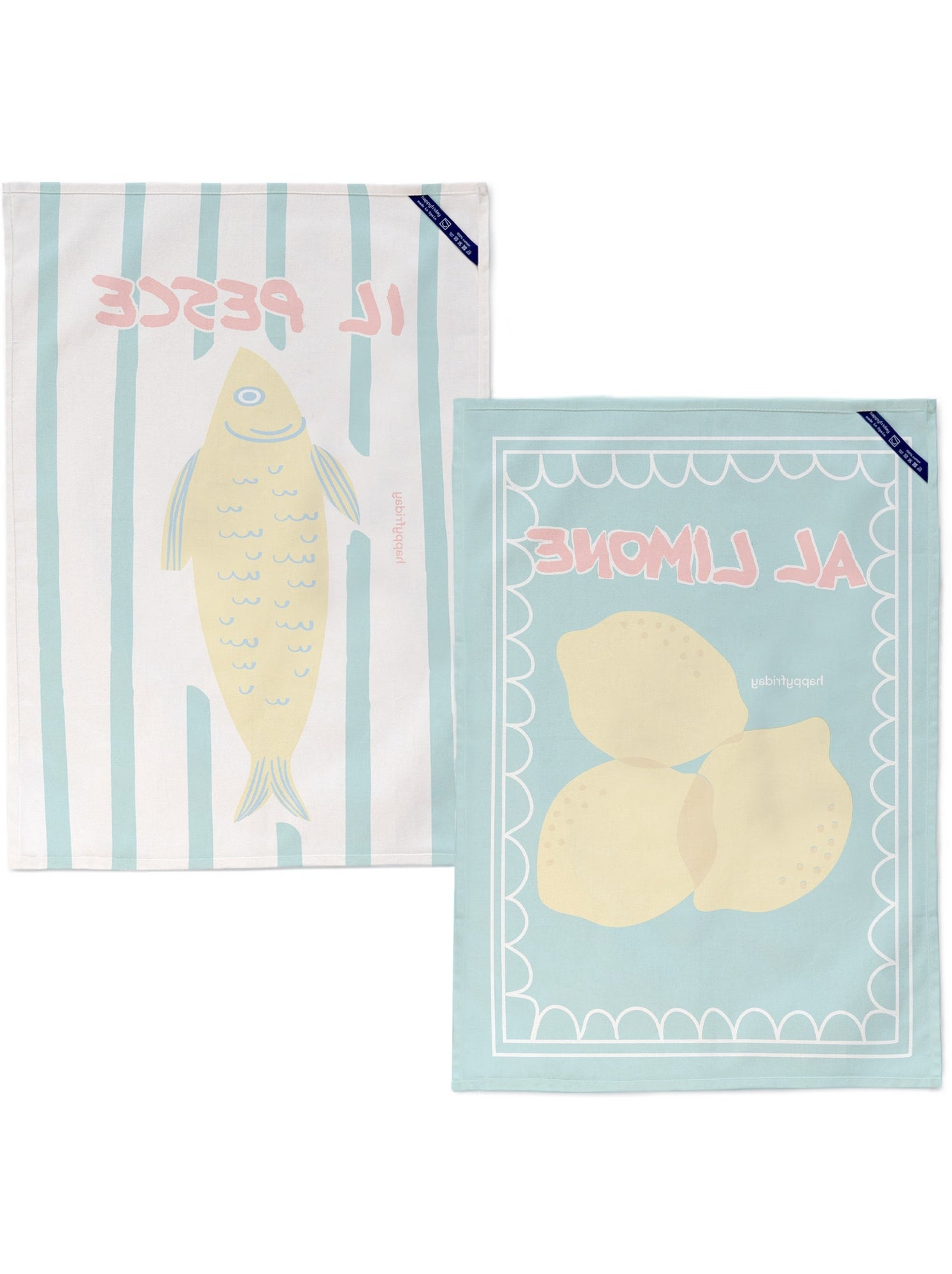 Torchon (2 pièces) lemon fish "happyfriday" - Multicolore