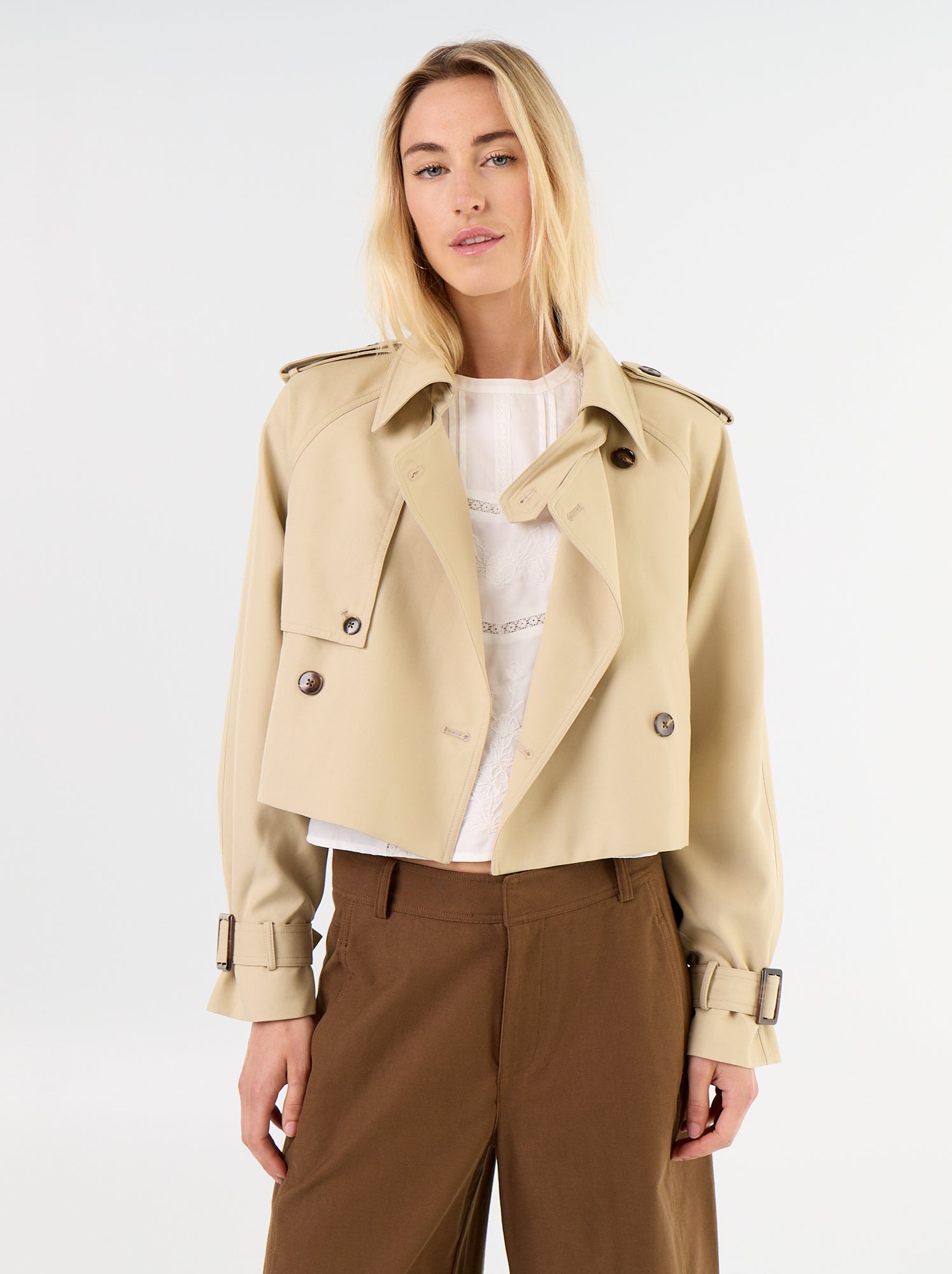 Trench court en coton - Beige
