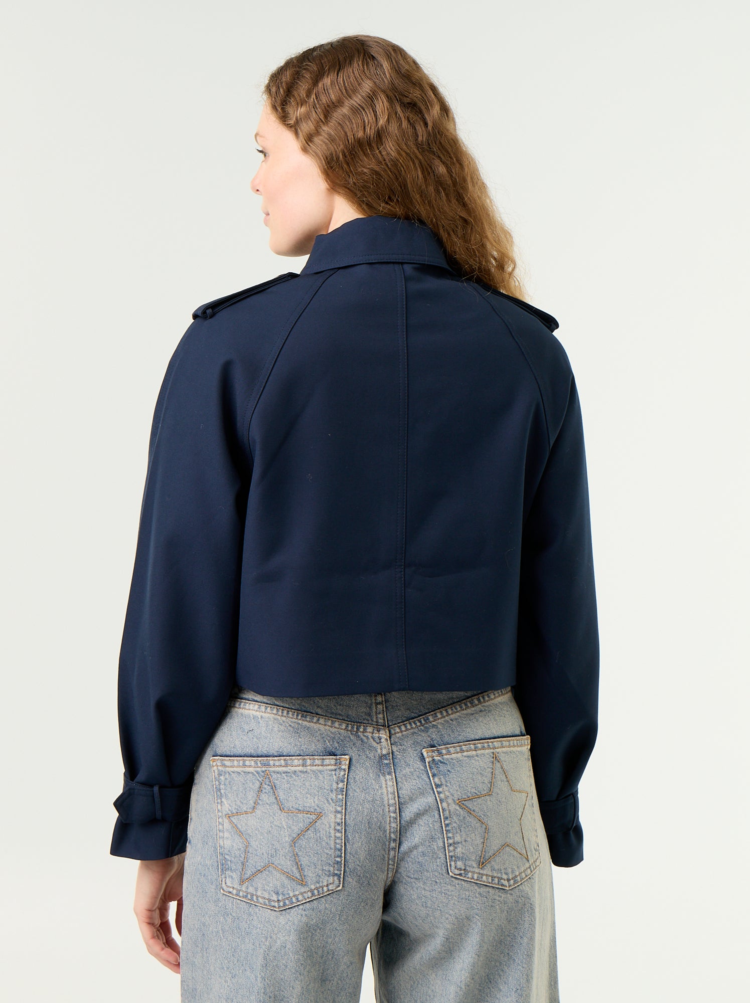 Trench court en coton - Bleu