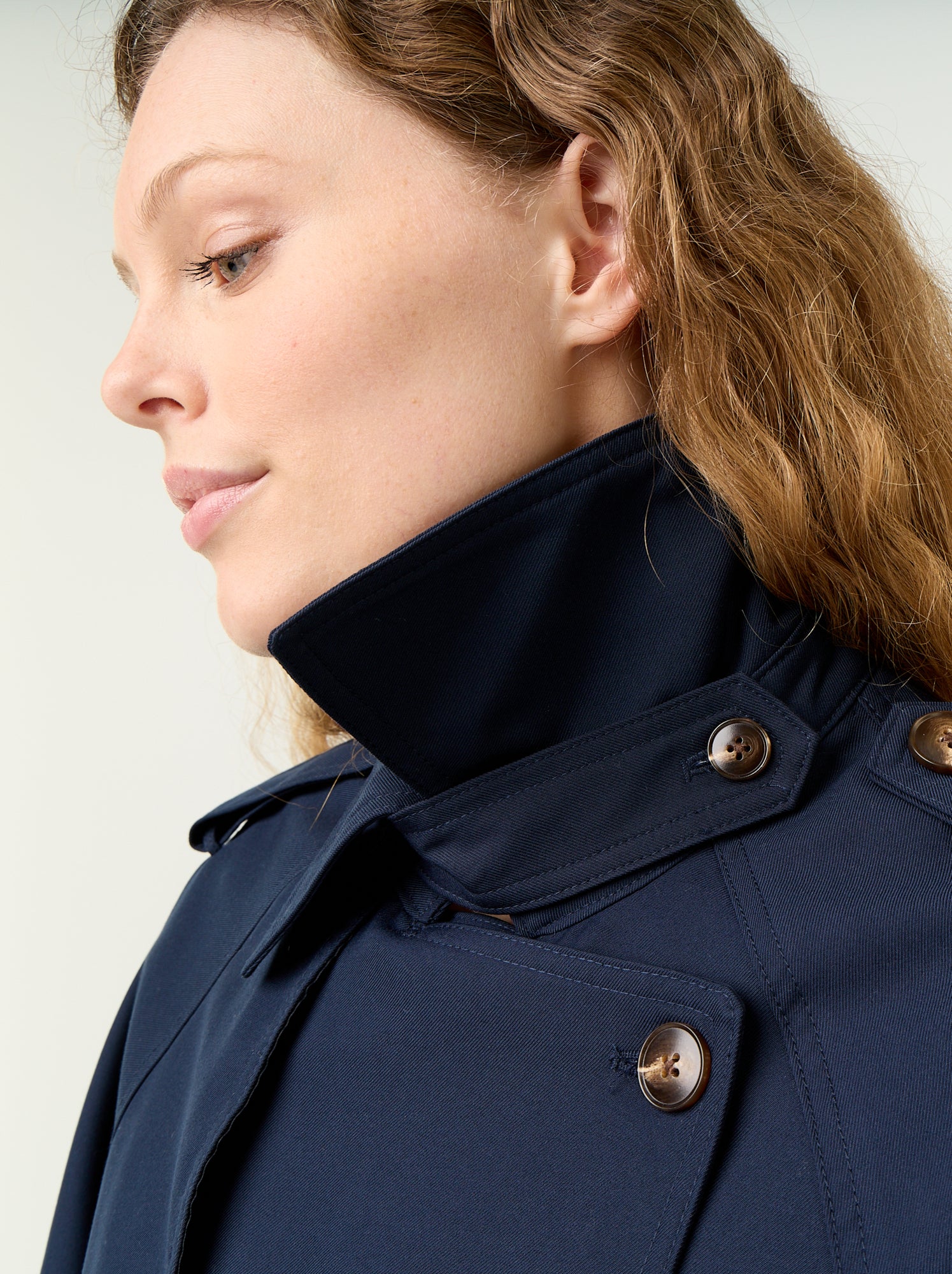 Trench court en coton - Bleu