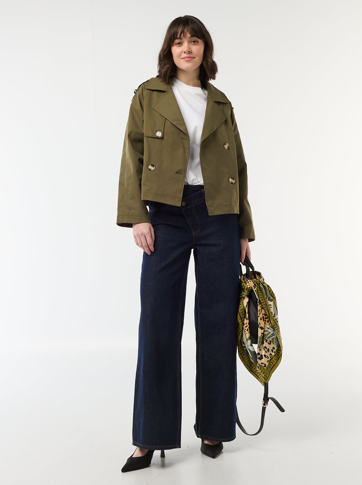 Trench court en coton - Kaki