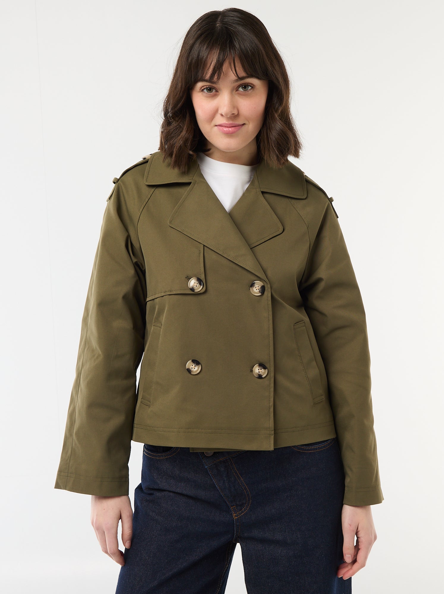 Trench court en coton - Kaki