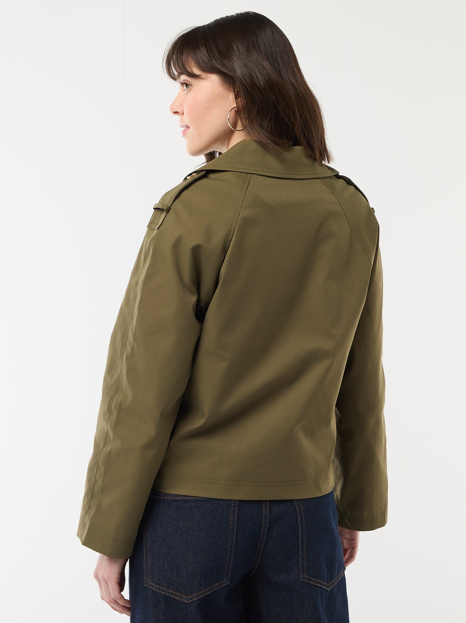 Trench court en coton - Kaki