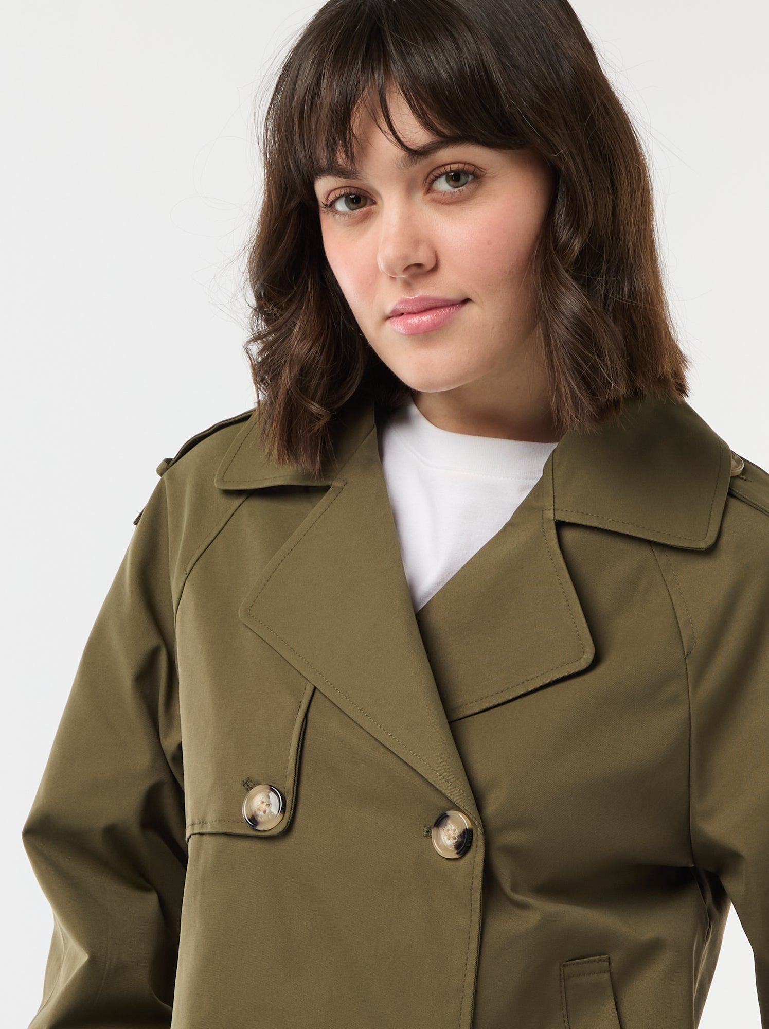 Trench court en coton - Kaki
