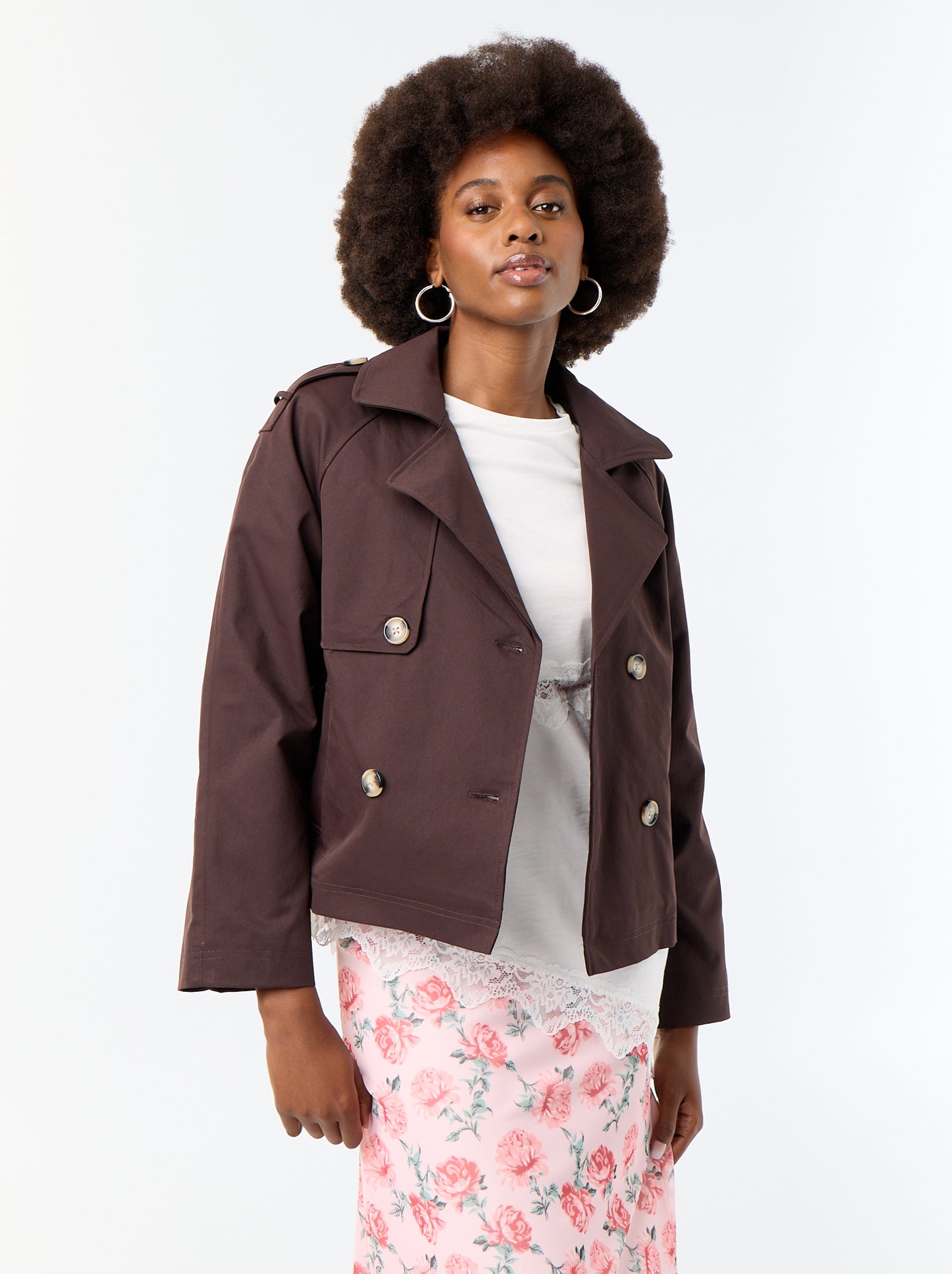 Trench court en coton - Marron