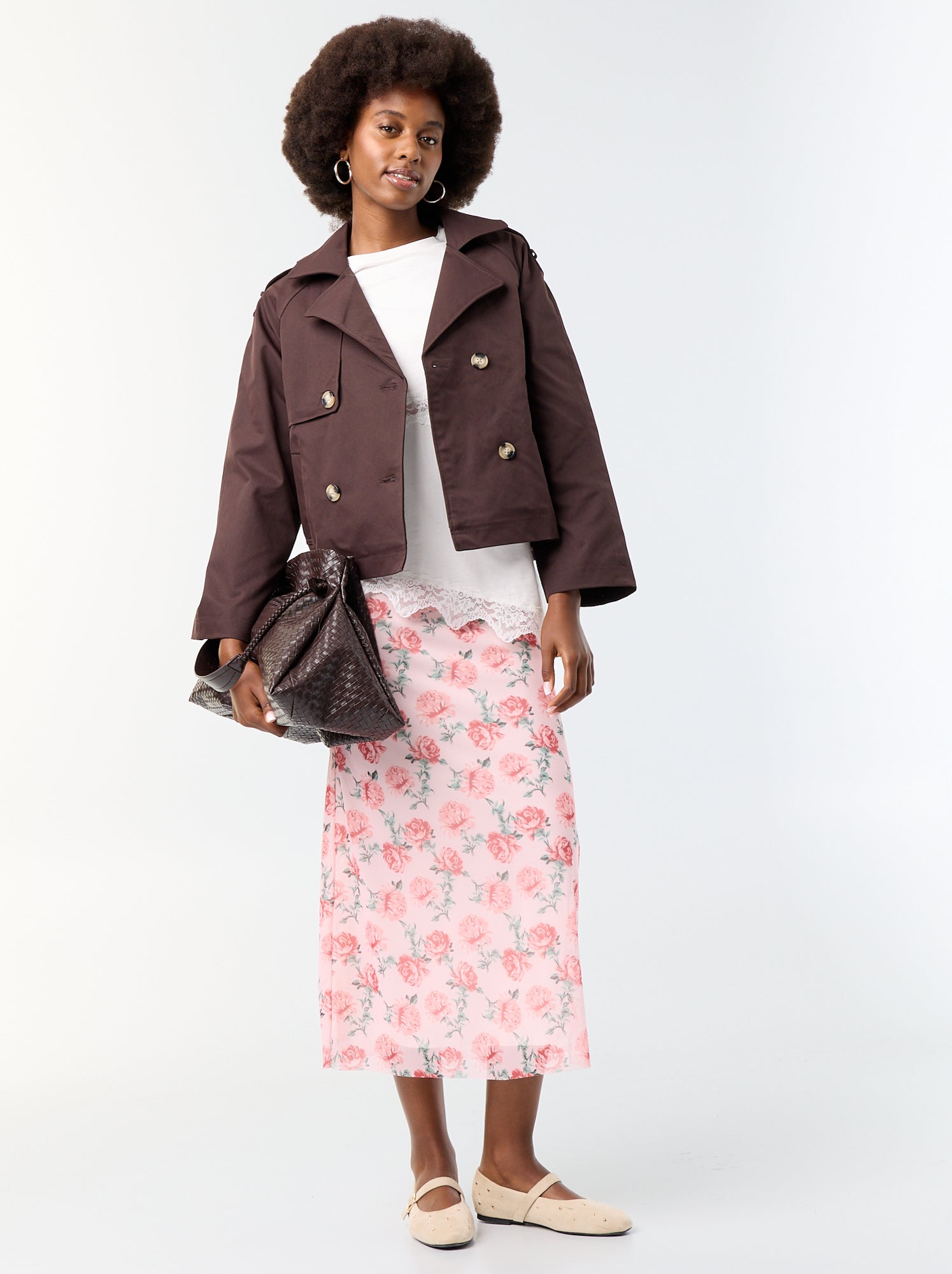 Trench court en coton - Marron