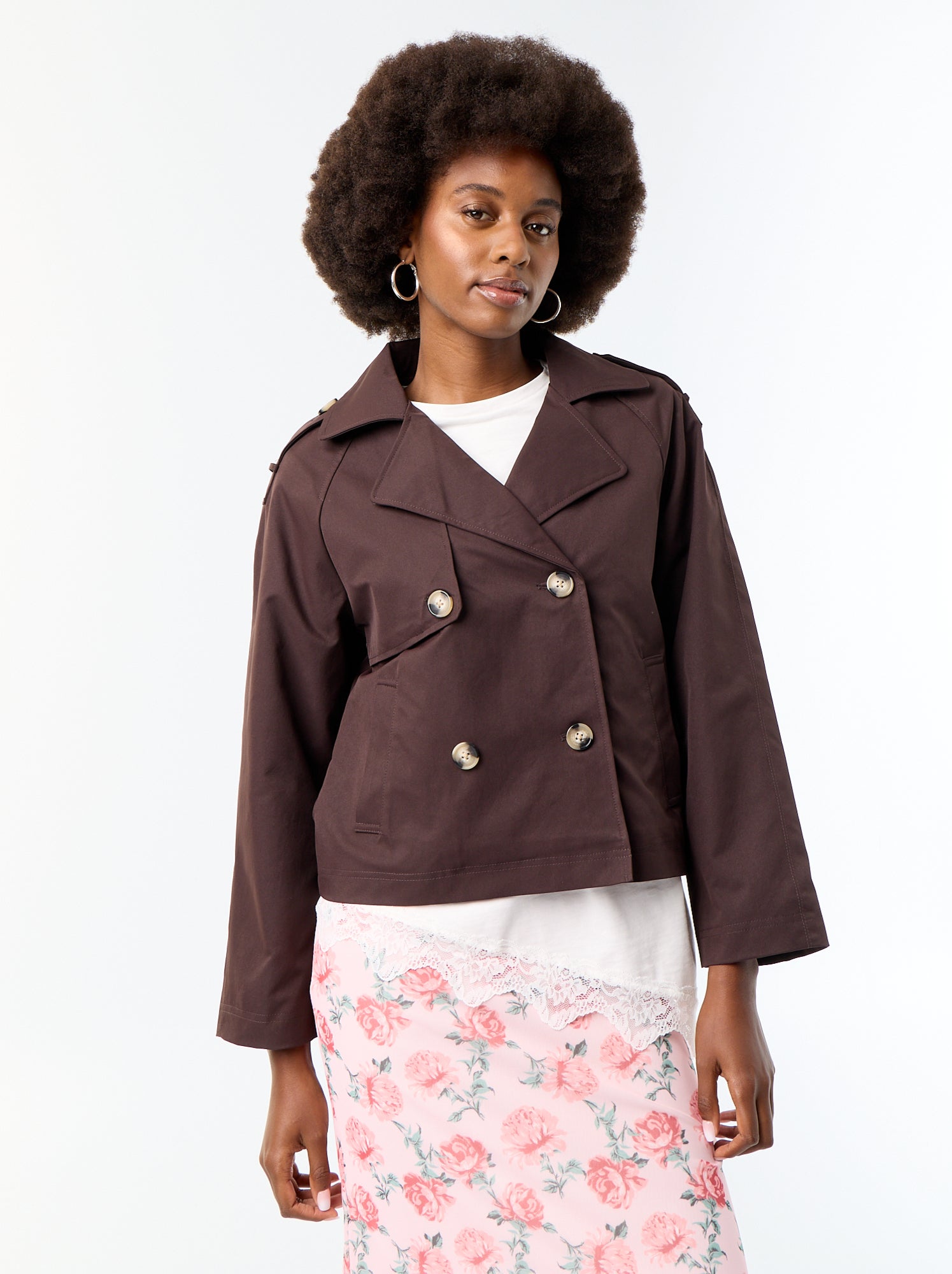 Trench court en coton - Marron
