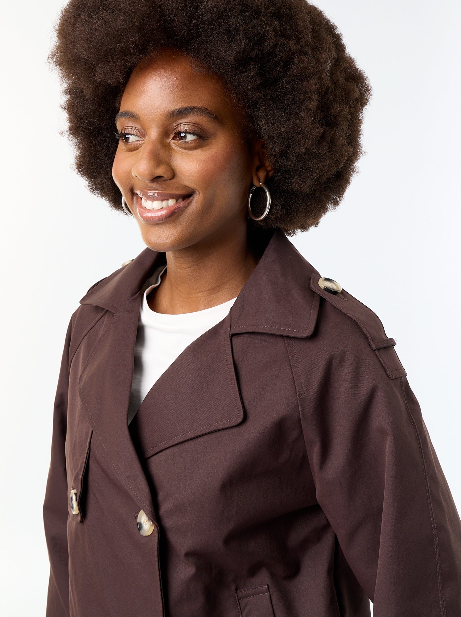 Trench court en coton - Marron