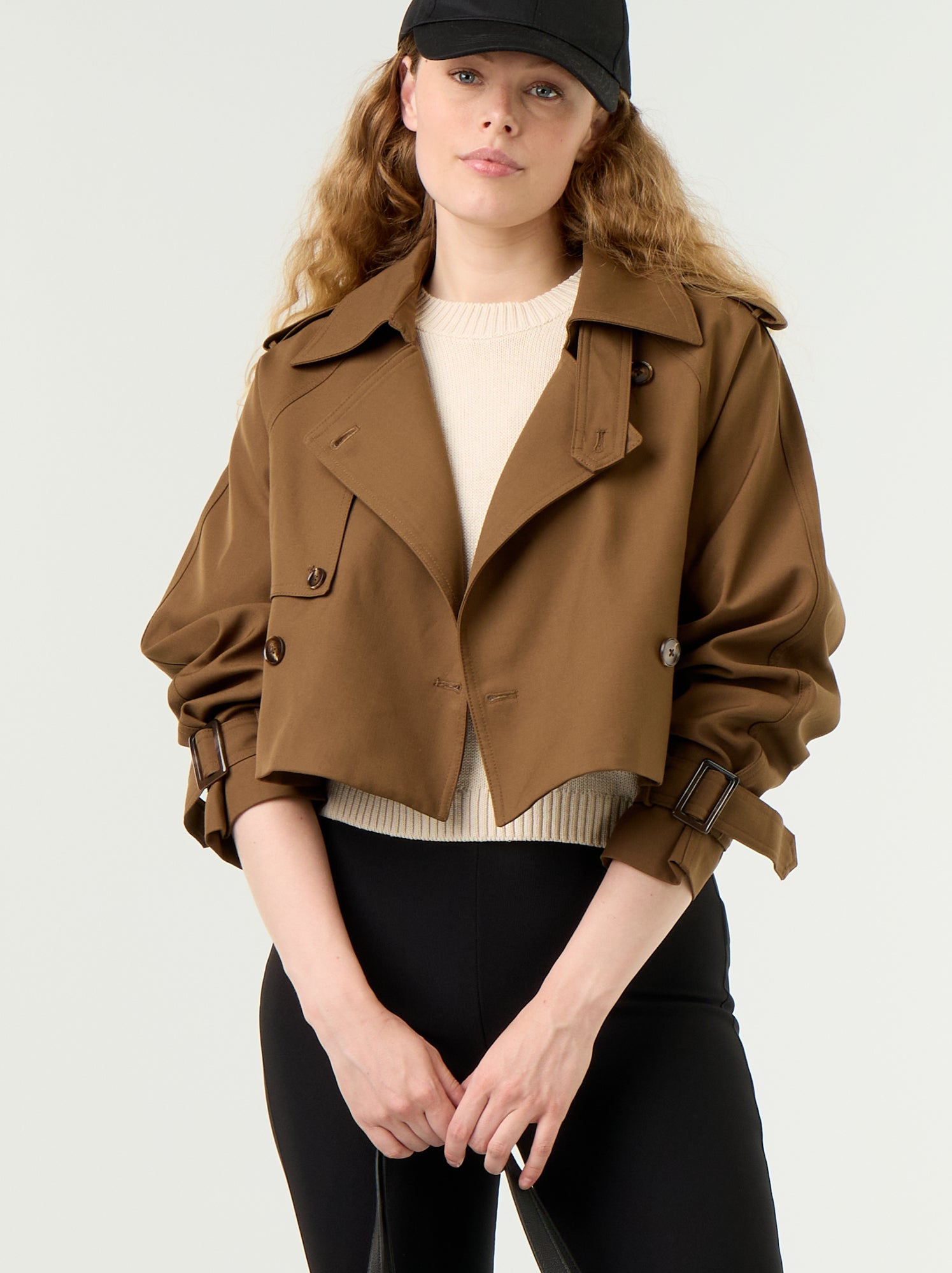 Trench court en coton - Marron