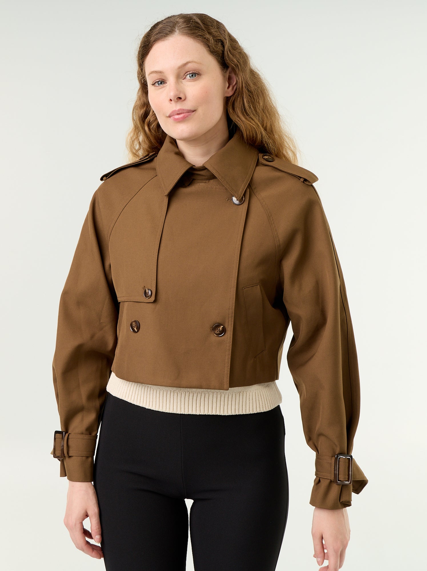 Trench court en coton - Marron