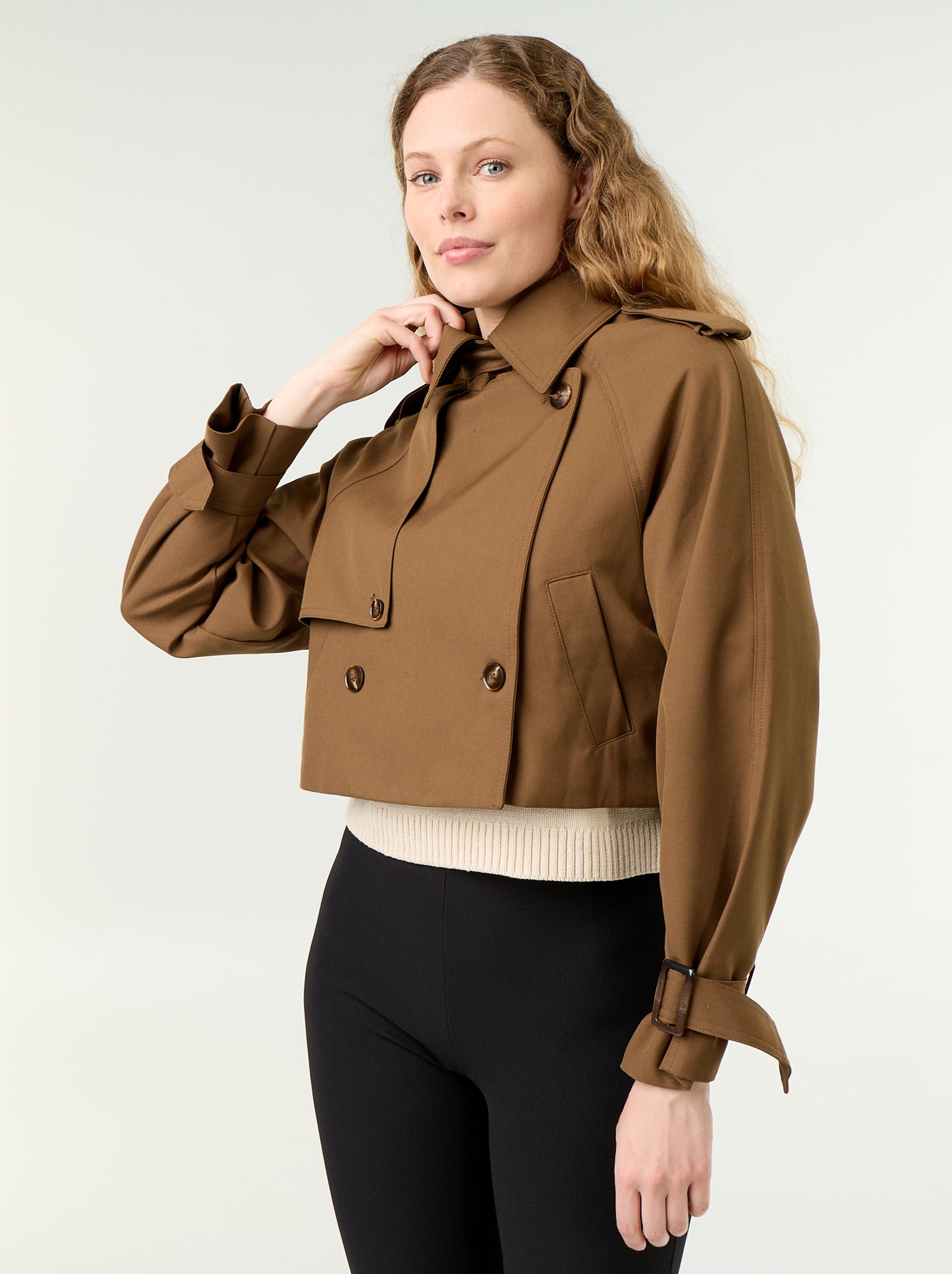 Trench court en coton - Marron