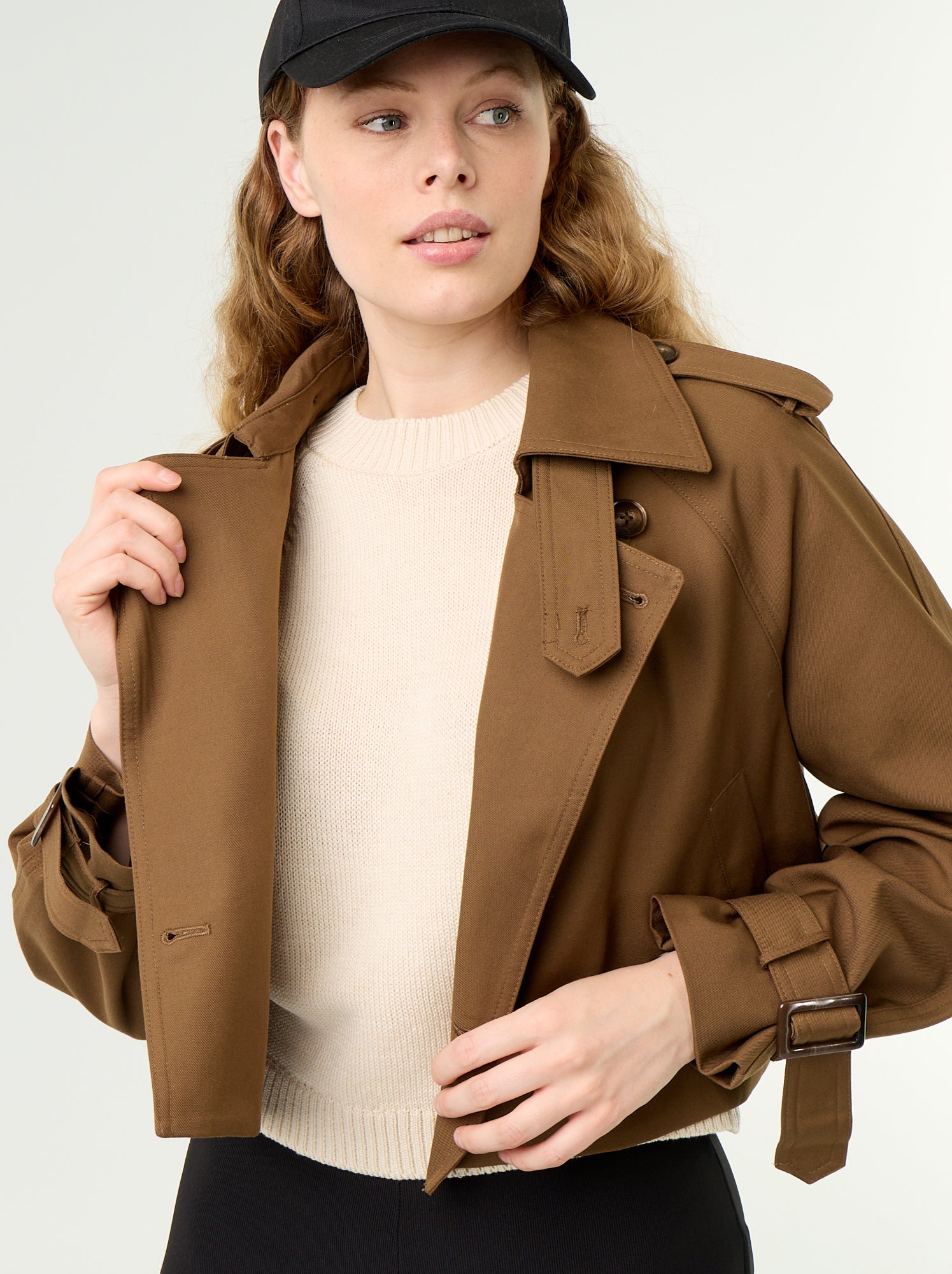 Trench court en coton - Marron