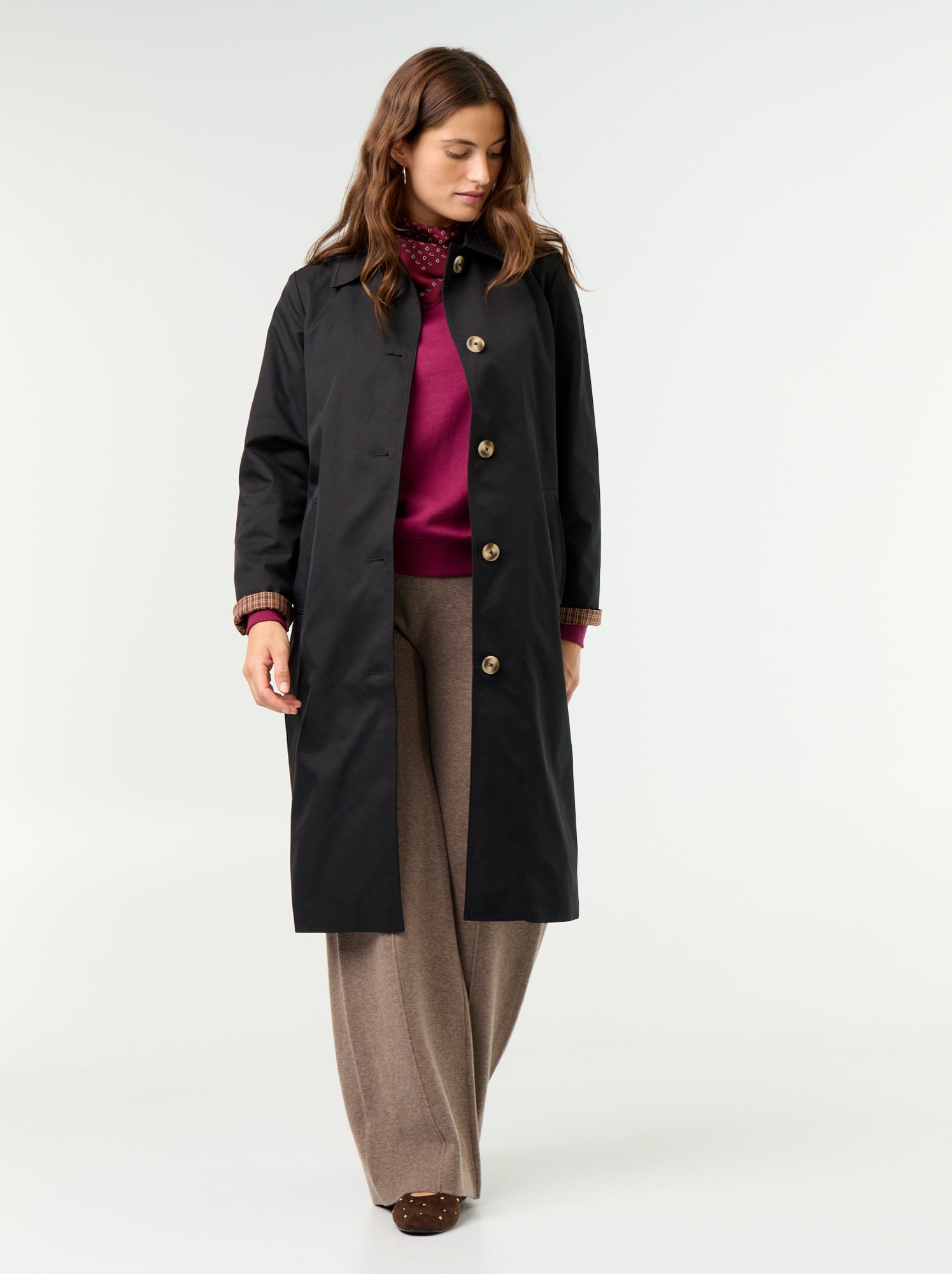 Trench mi-long doublure intérieure - Noir