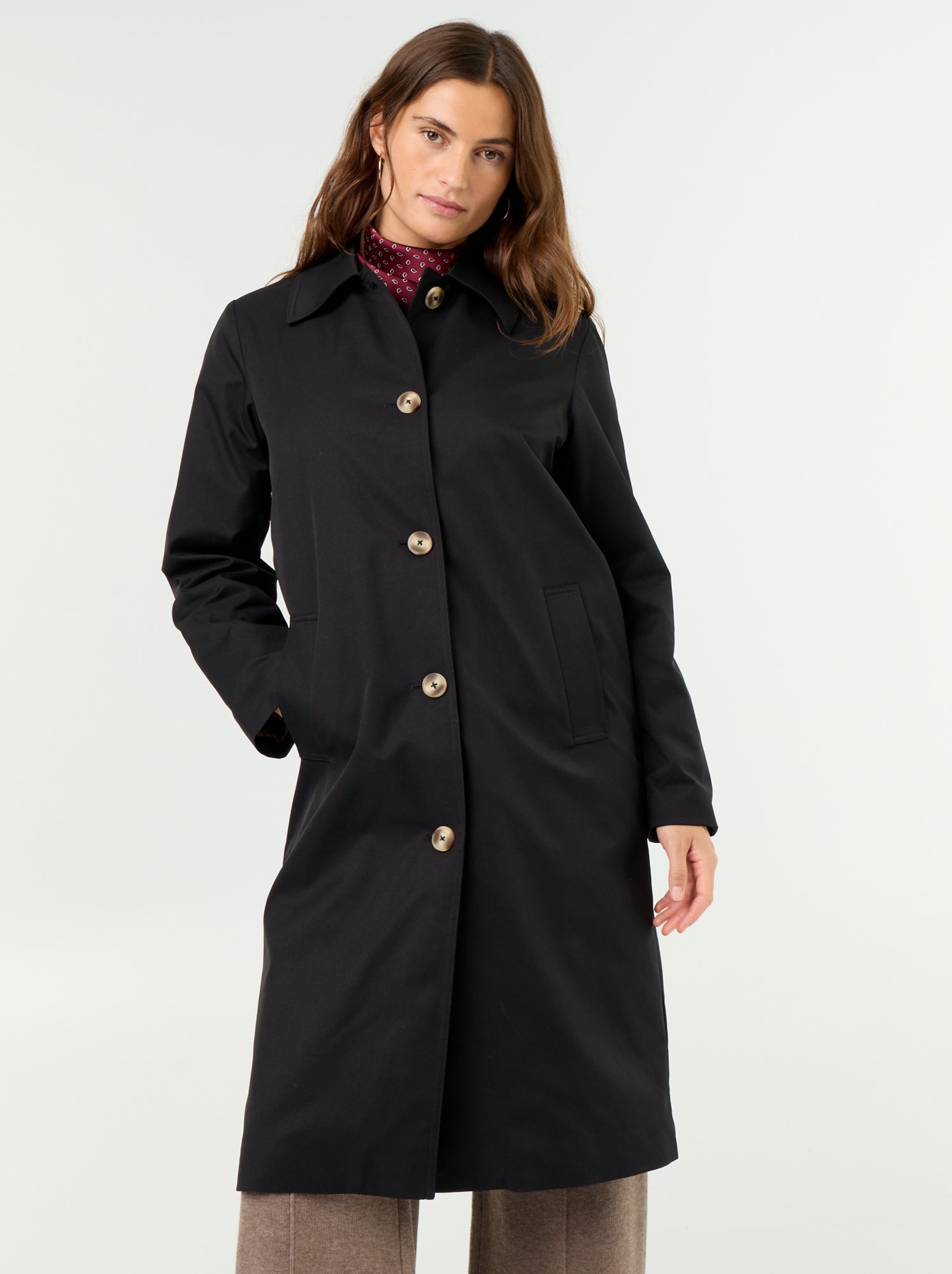 Trench mi-long doublure intérieure - Noir