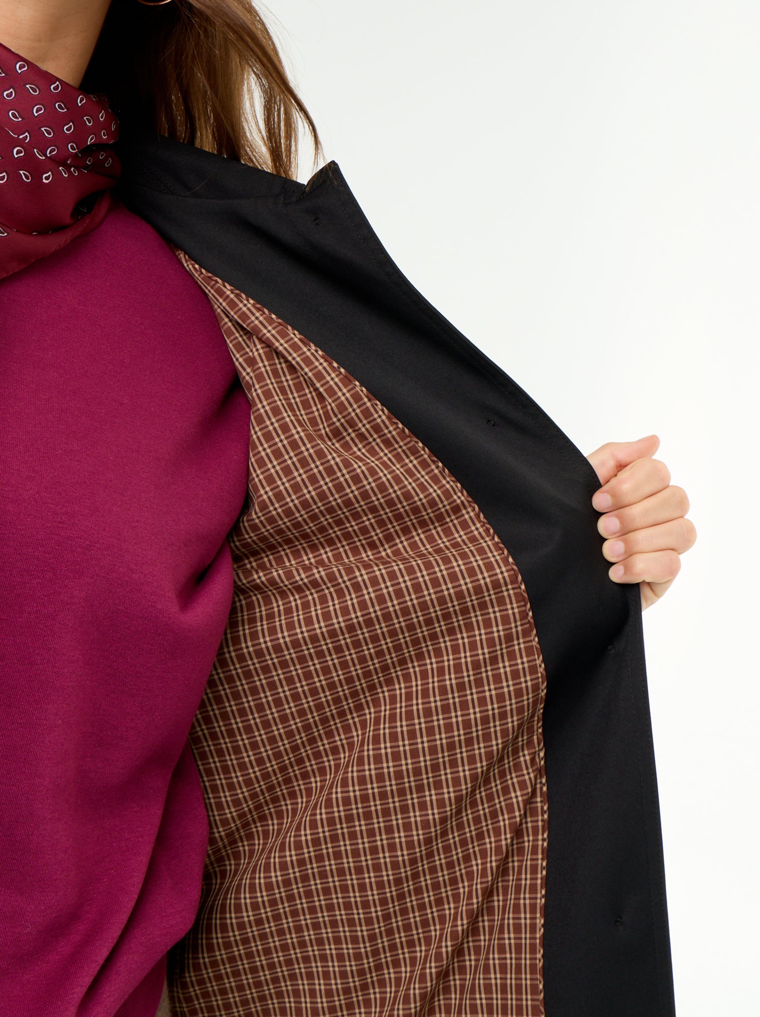 Trench mi-long doublure intérieure - Noir