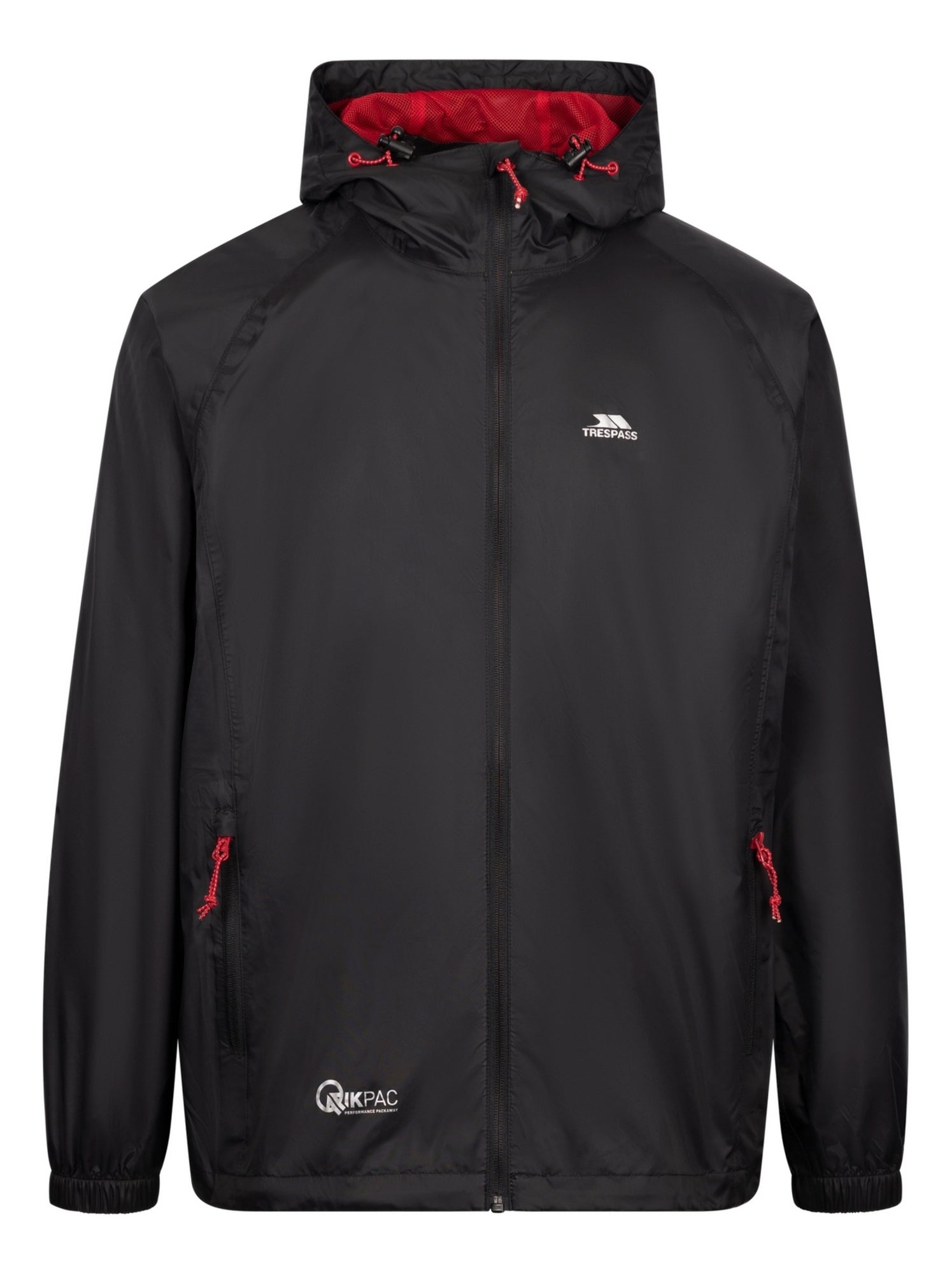 Trespass - Veste imperméable QIKPAC - Noir Rouge