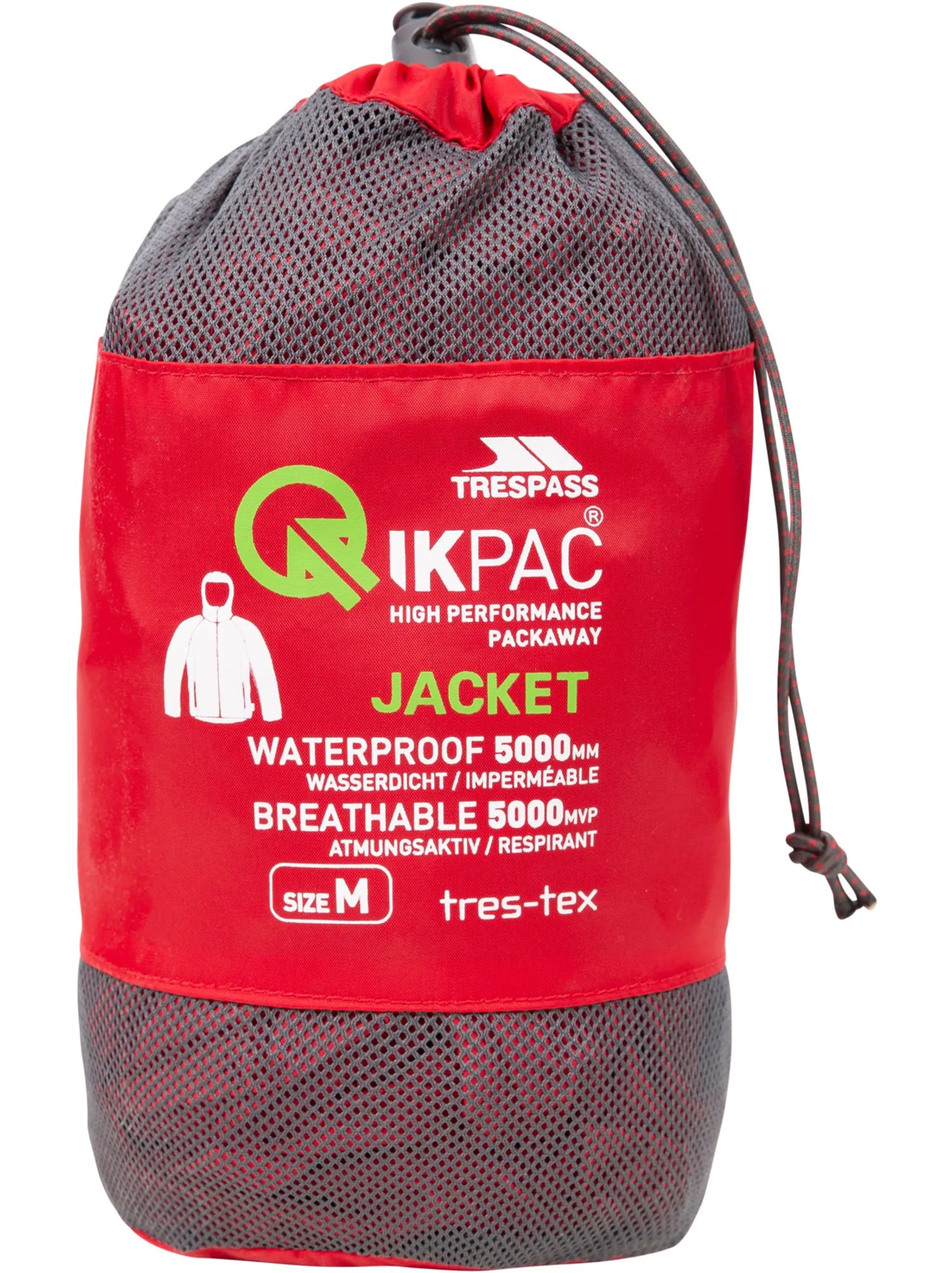 Trespass - Veste imperméable QIKPAC - Rouge
