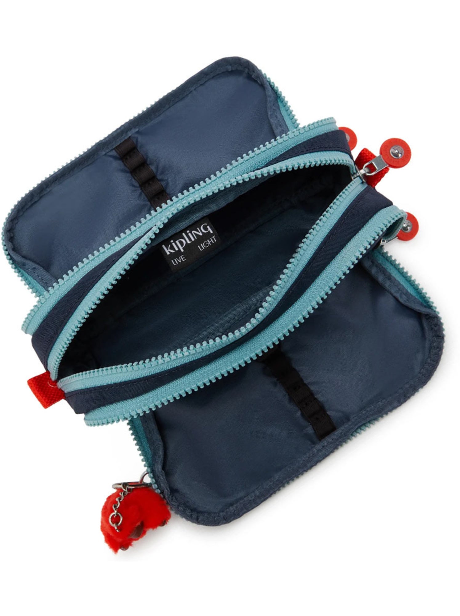 Trousse à crayons nylon kipling 3 compartiments 32 emplacements - Bleu