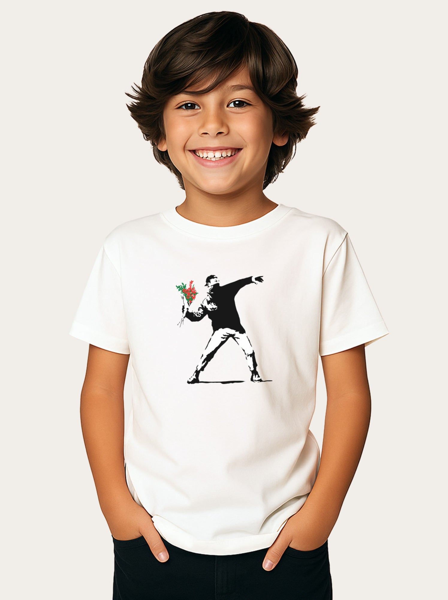 Tshirt Enfant BANKSY LOVE - Blanc