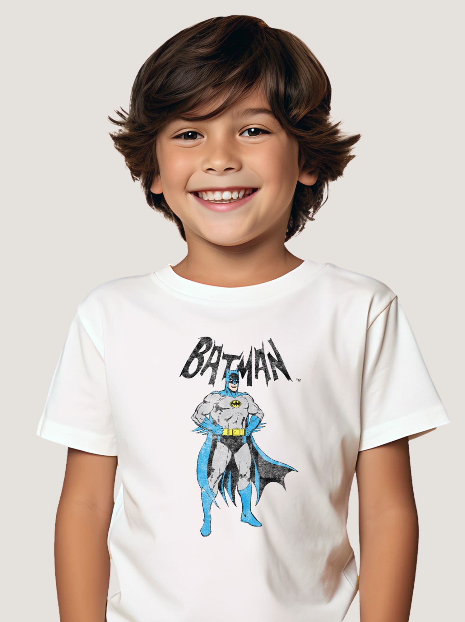 Tshirt Enfant BATMAN GREY & BLUE - Blanc