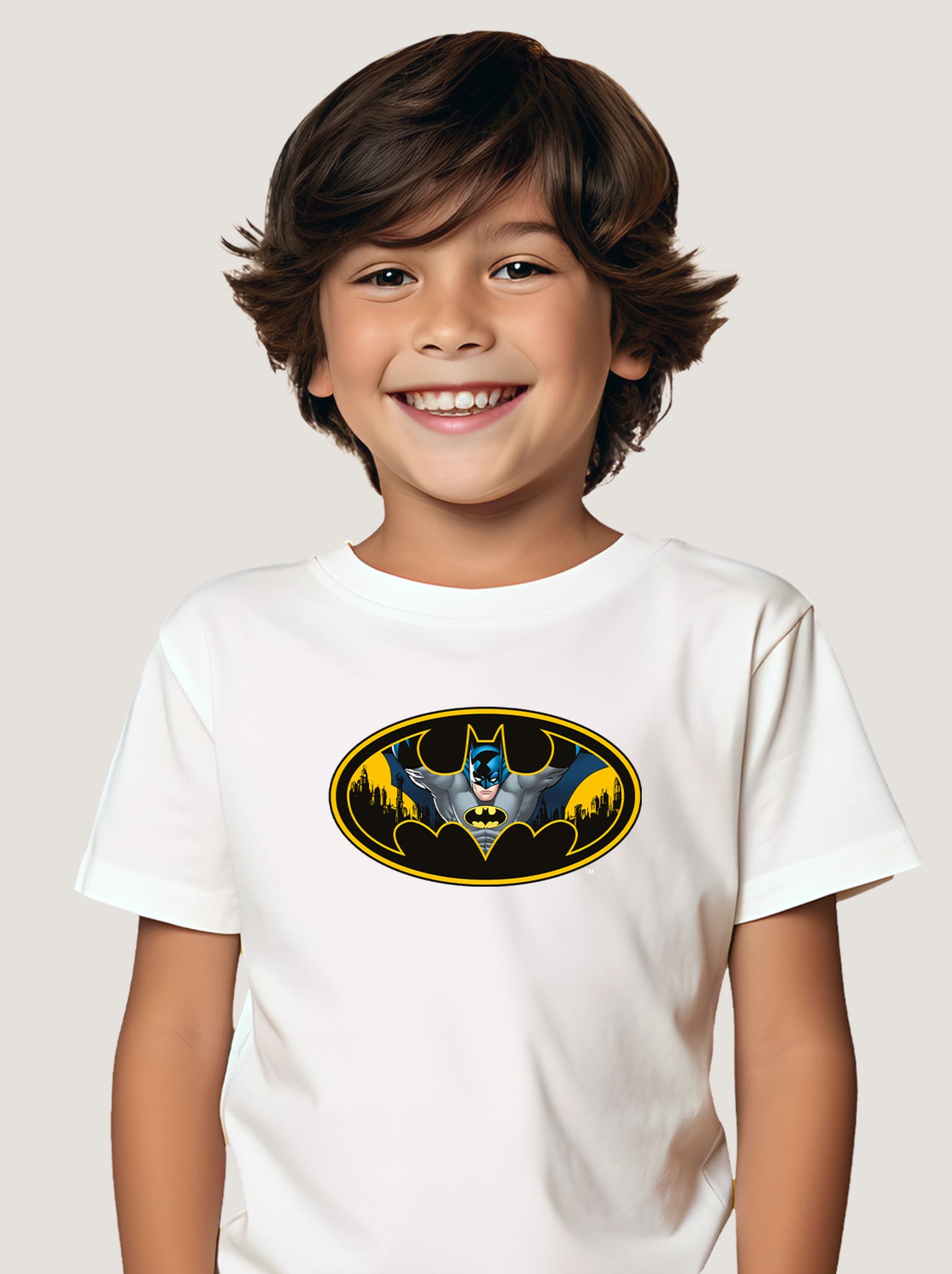 Tshirt Enfant BATMAN LOGO COULEUR - Blanc