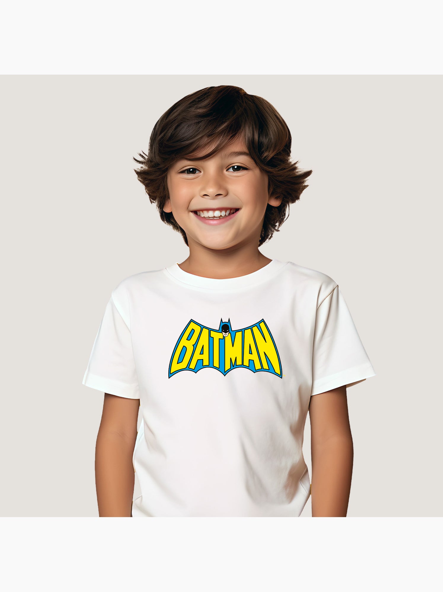 Tshirt Enfant BATMAN LOGO YELLOW BLUE - Blanc