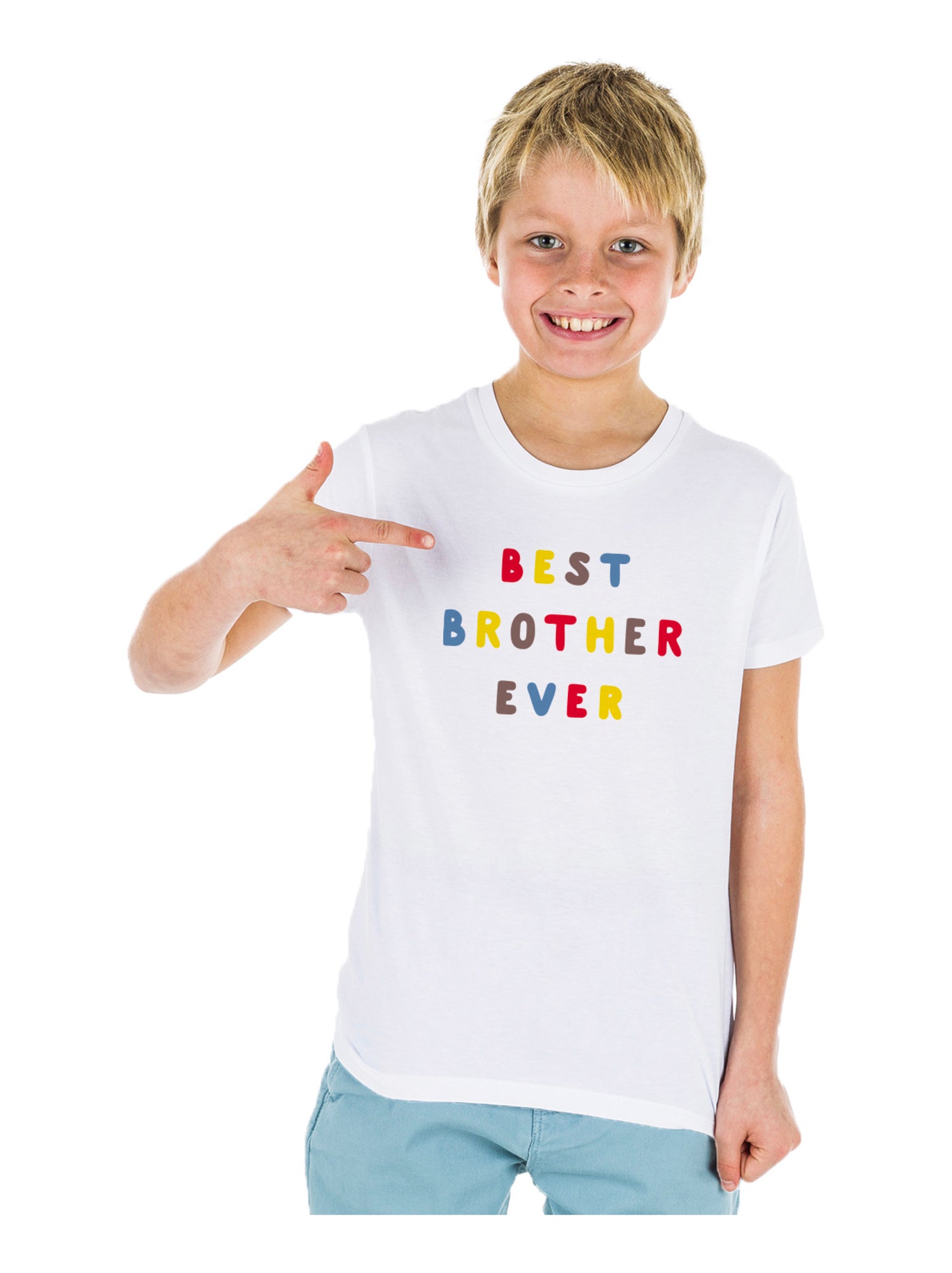 Tshirt Enfant BEST BROTHER EVER COLORÉ WAF - Blanc