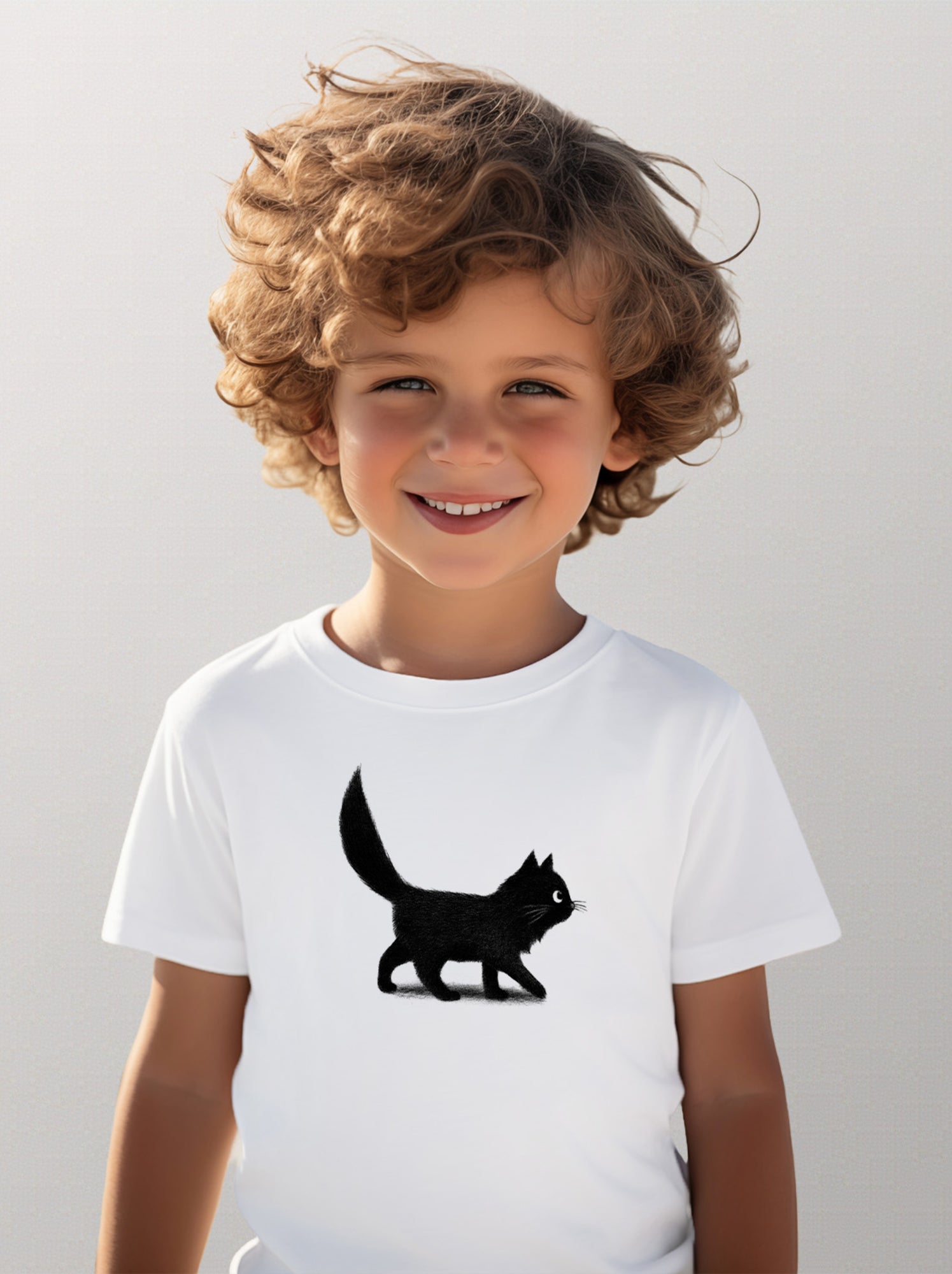 Tshirt Enfant CREEPING CAT - Blanc