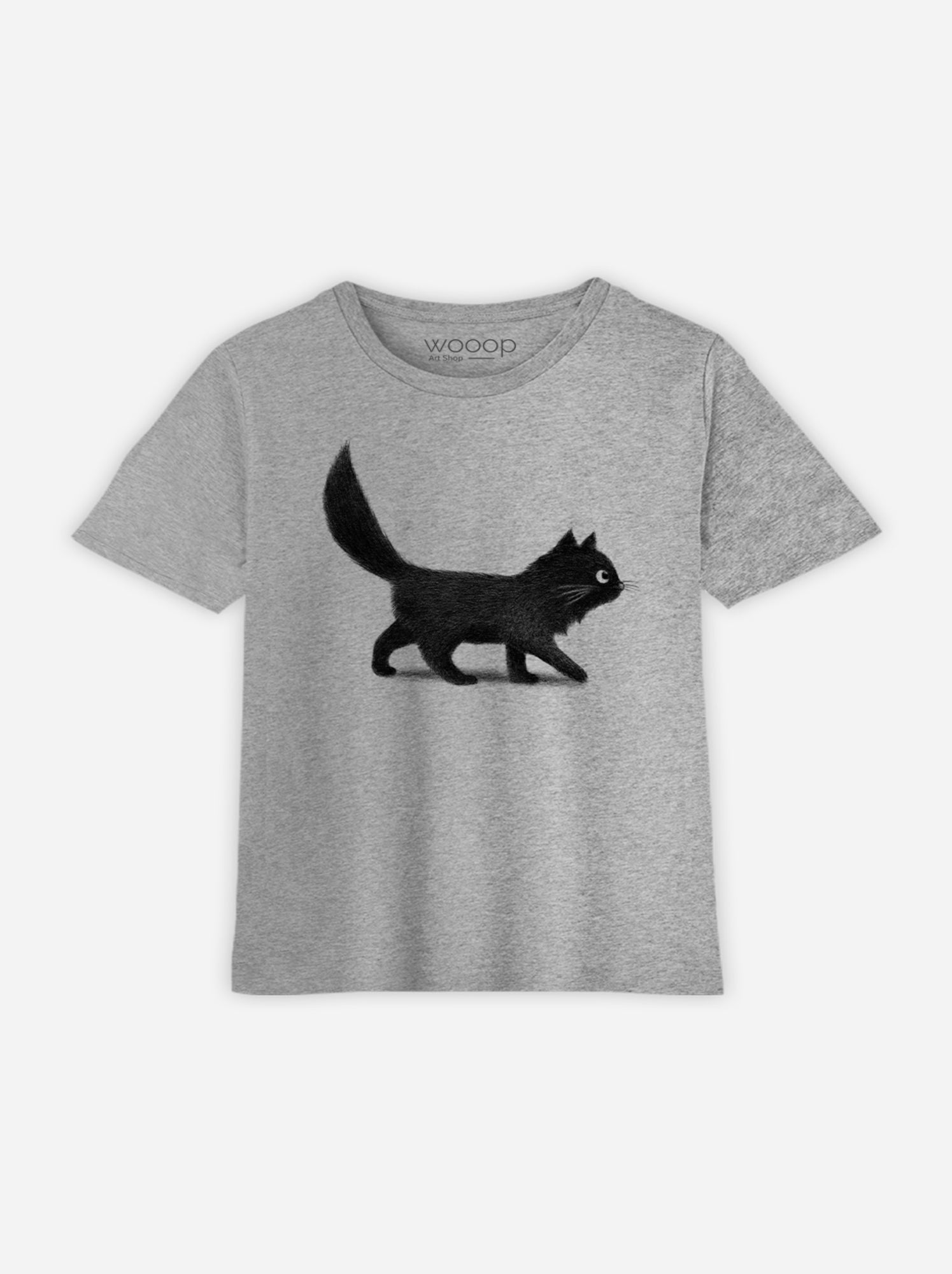 Tshirt Enfant CREEPING CAT - Gris chiné