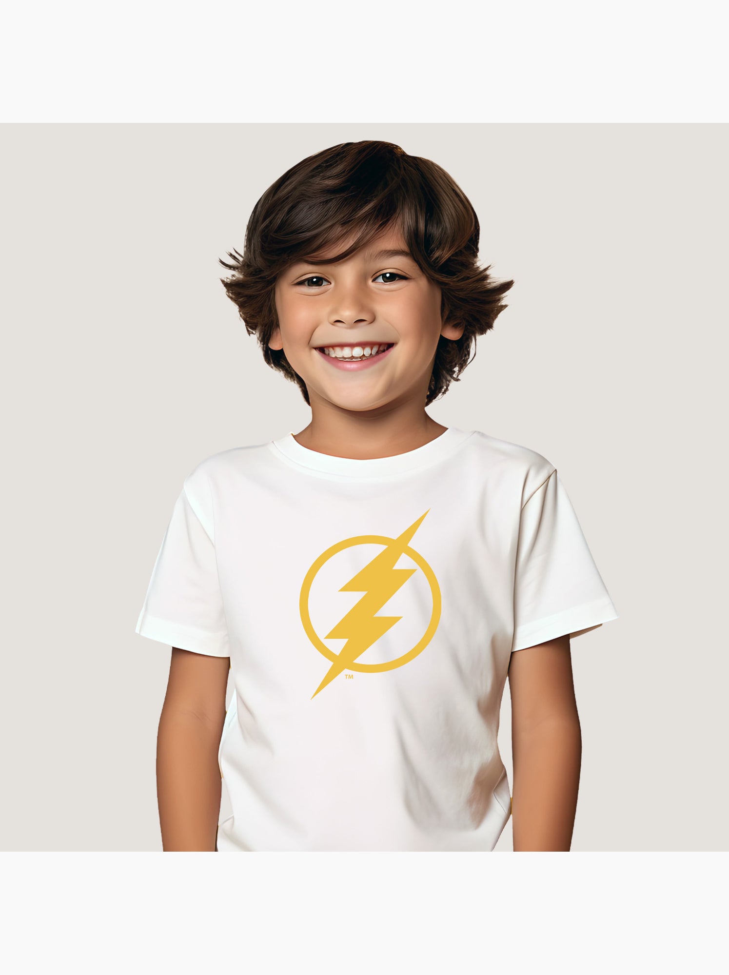 Tshirt Enfant FLASH LOGO YALLOW - Blanc