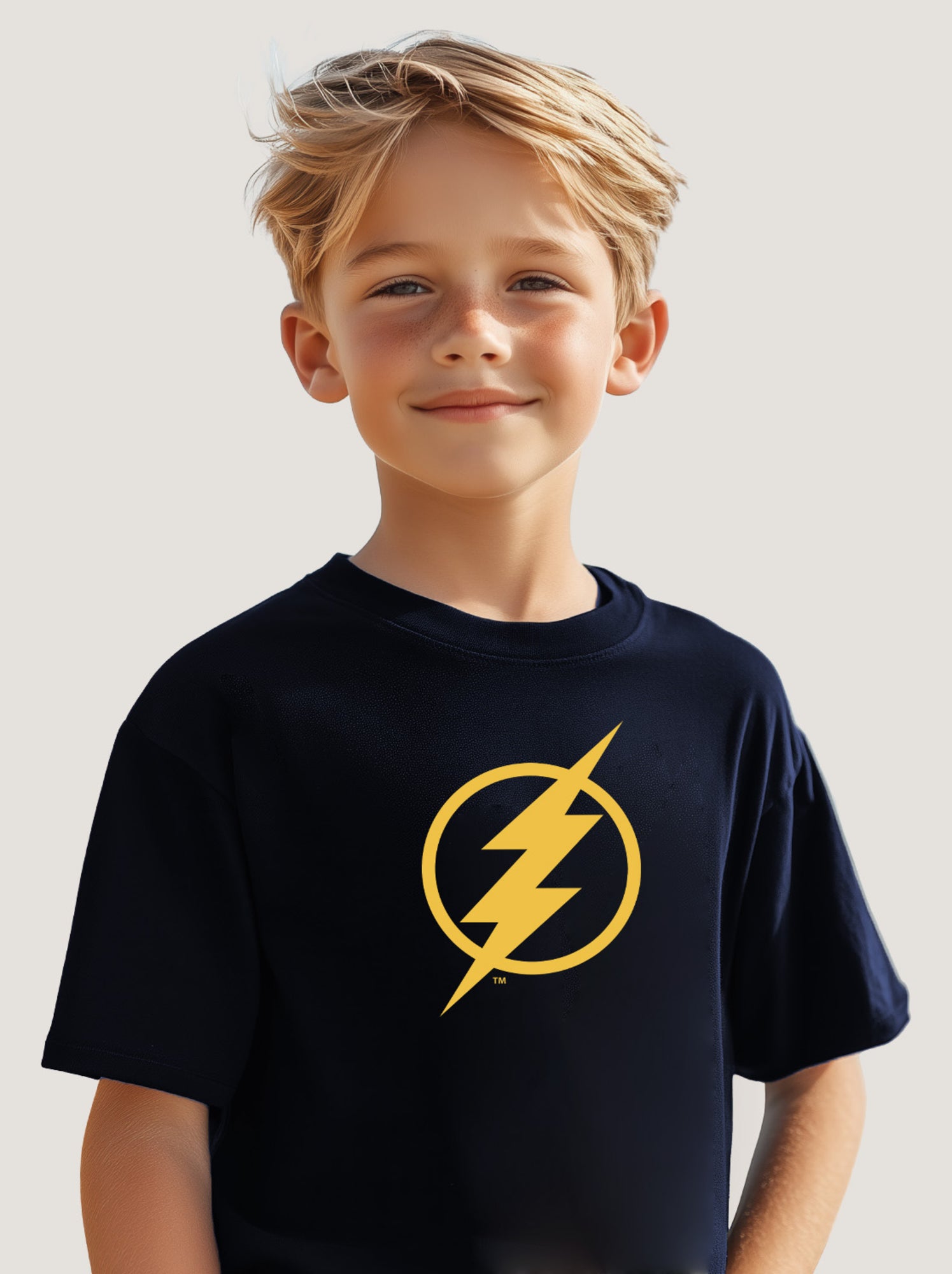 Tshirt Enfant FLASH LOGO YALLOW - Bleu marine