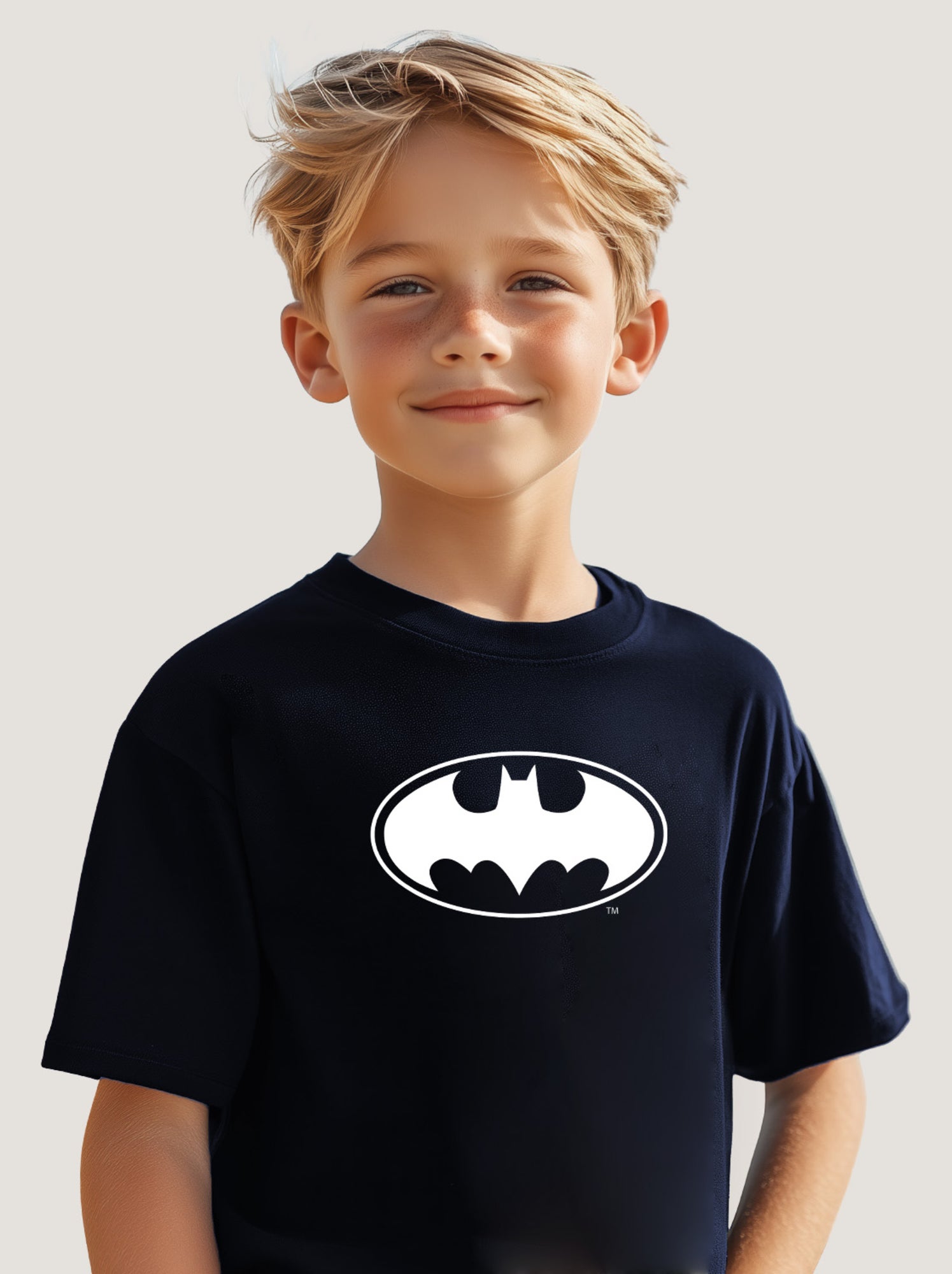 Tshirt Enfant LOGO BATMAN WHITE - Bleu marine