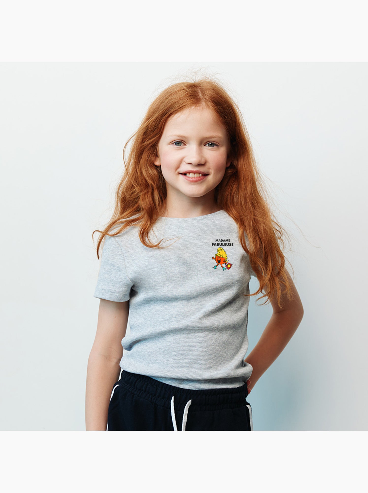 Tshirt Enfant MADAME FABULEUSE CŒUR - Gris chiné