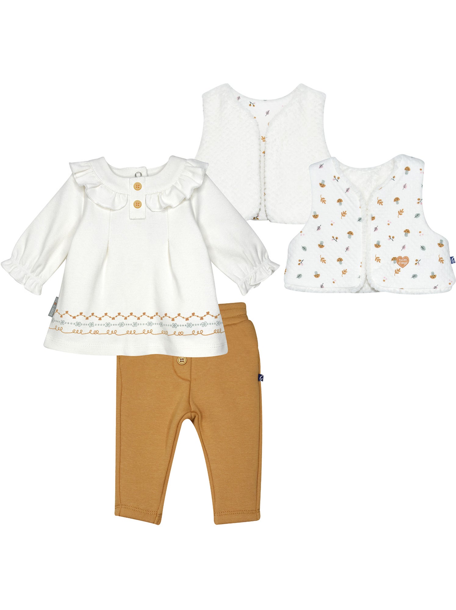 Tunic jegging gilet s/s mches santa maille naissance - Beige