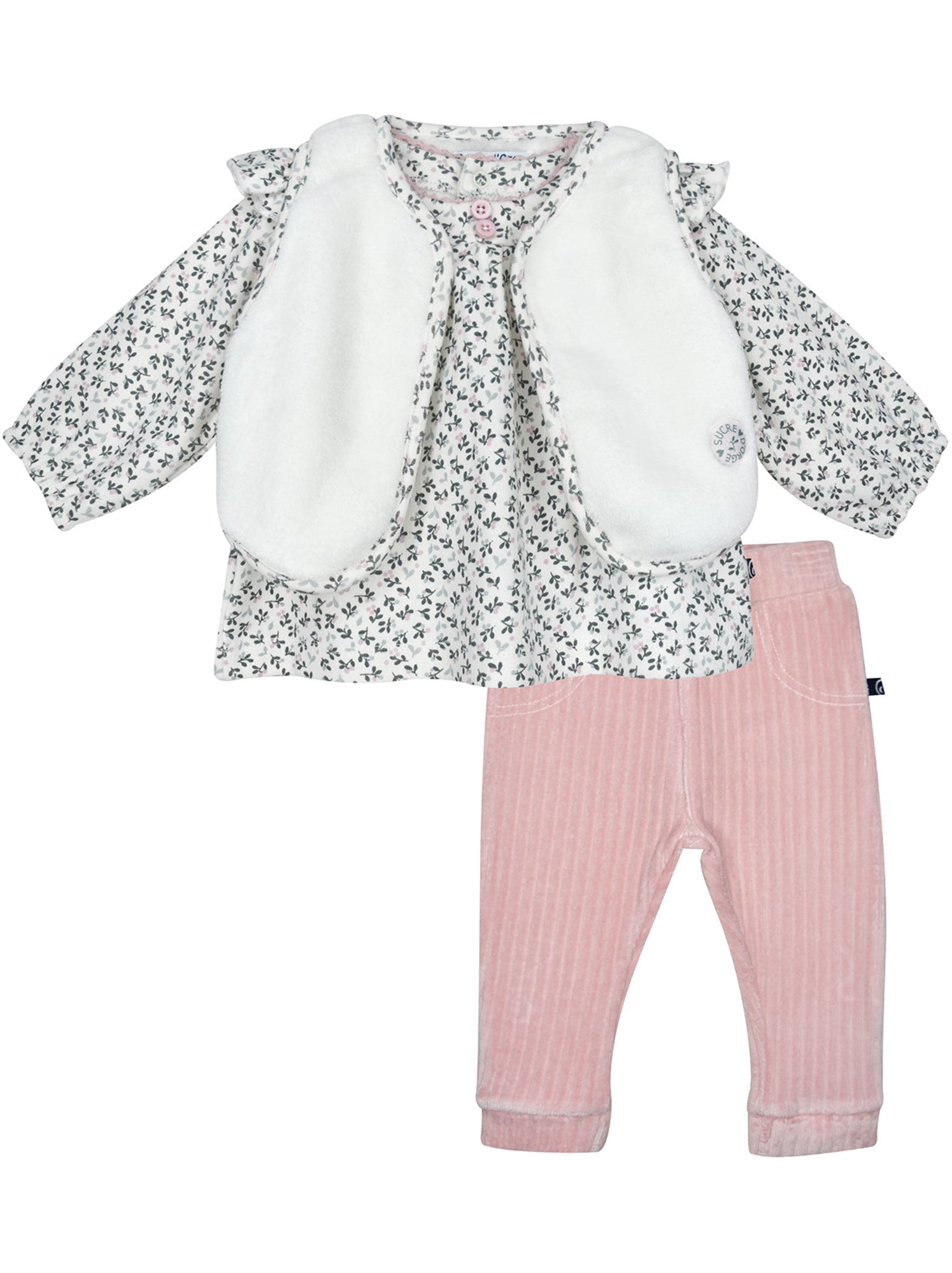 Tunic legging gilet s/s mches sandy maille bebe - Rose