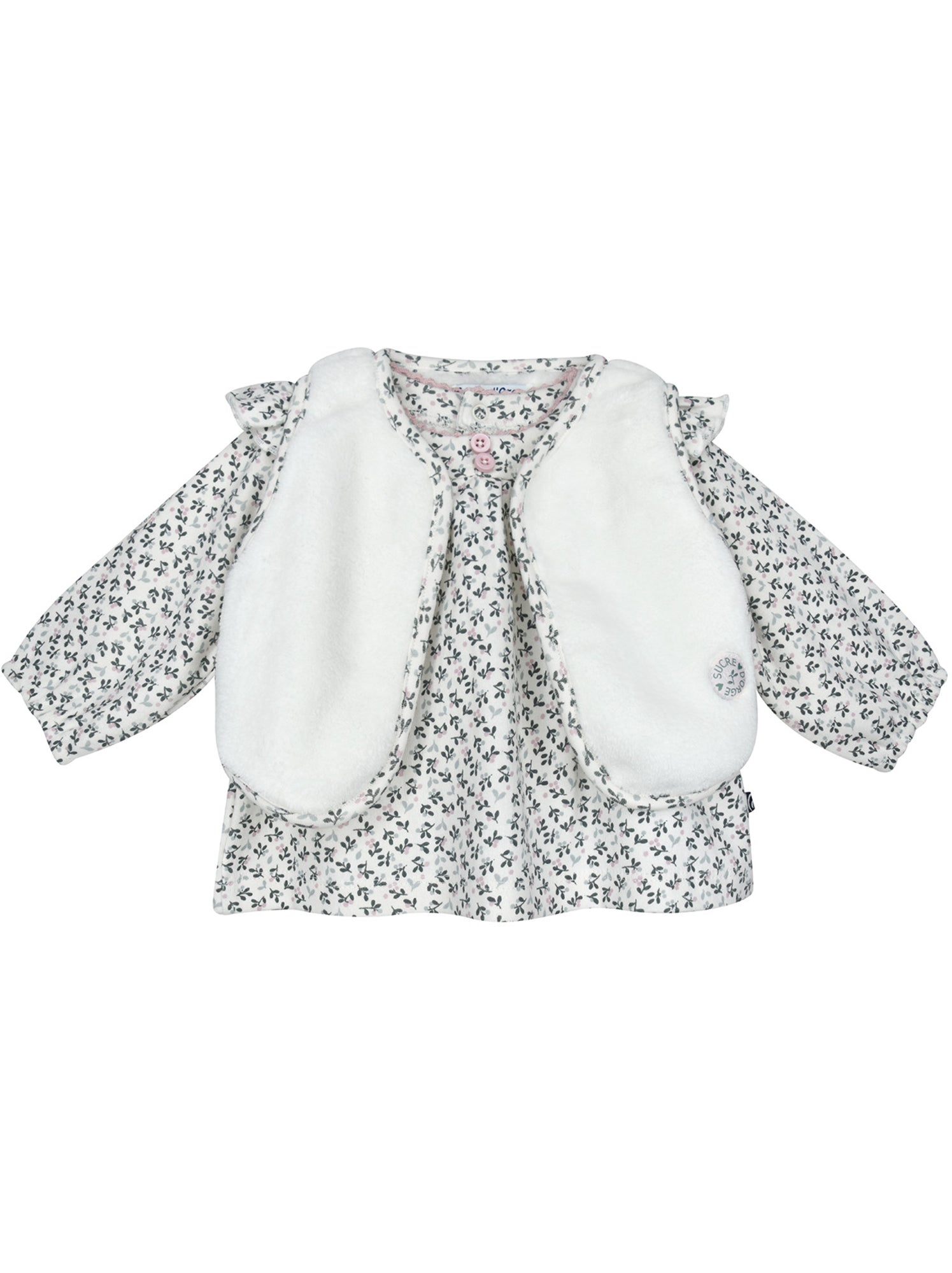 Tunic legging gilet s/s mches sandy maille bebe - Rose