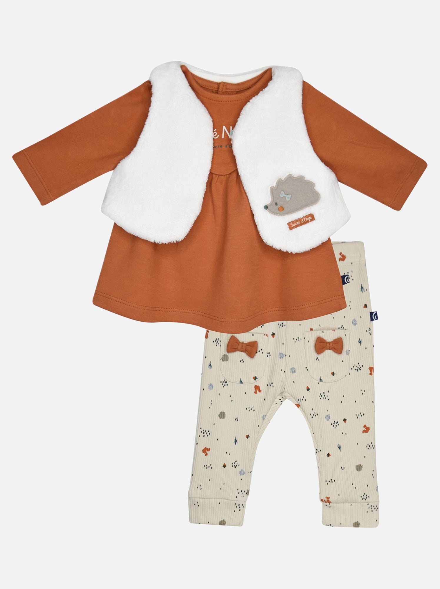Tunic pantalon gilet ss mches ida maille naissance - Beige