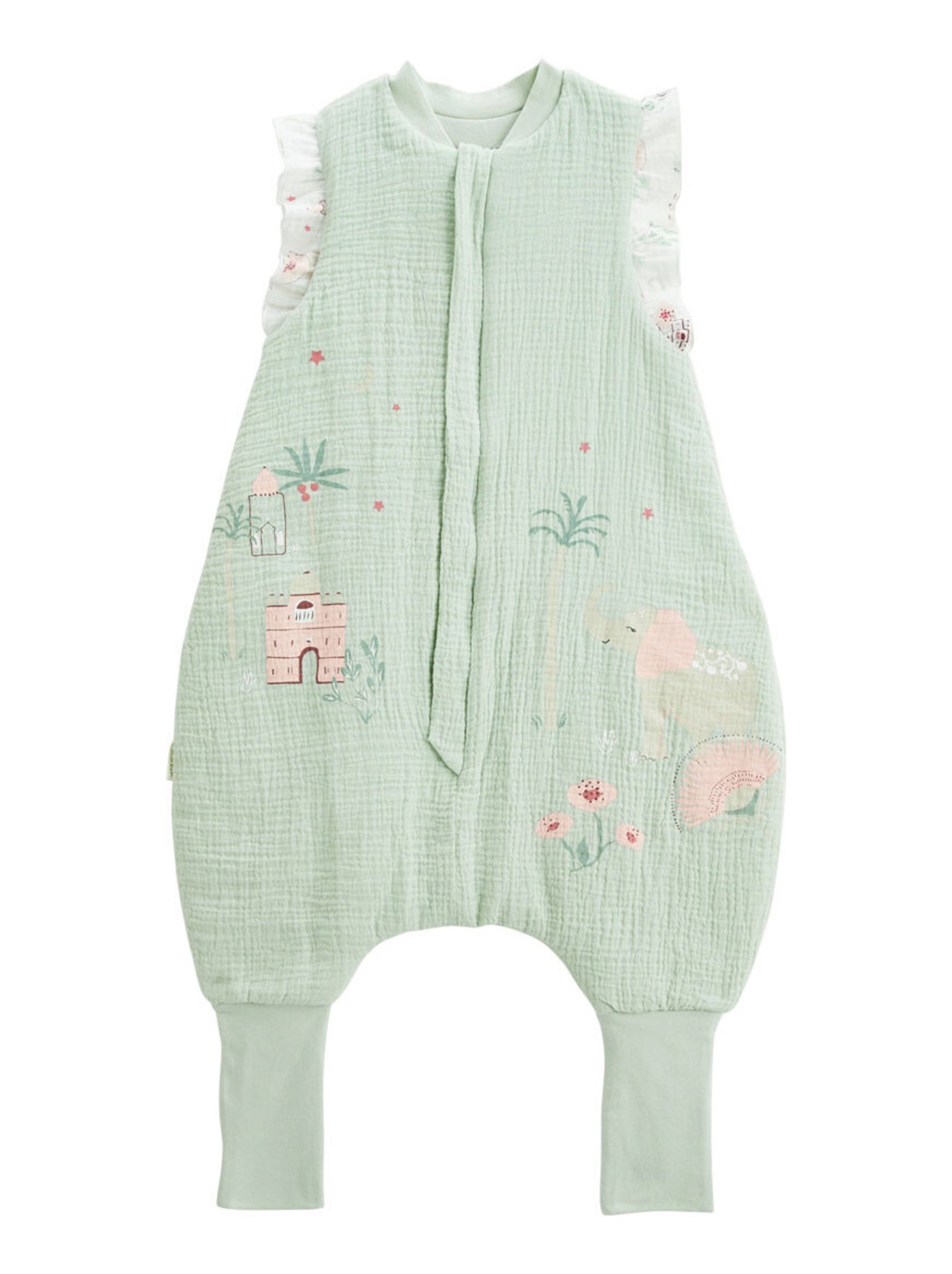Turbulette TOG 2 en gaze de coton avec pieds retroussables Arya - Vert