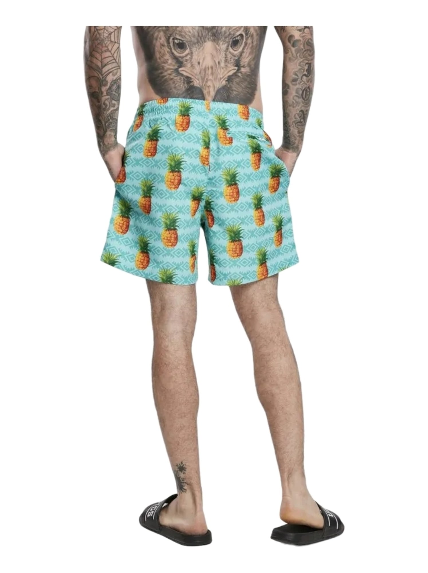 Urban Classics - Short de bain motif/style Ananas - Bleu