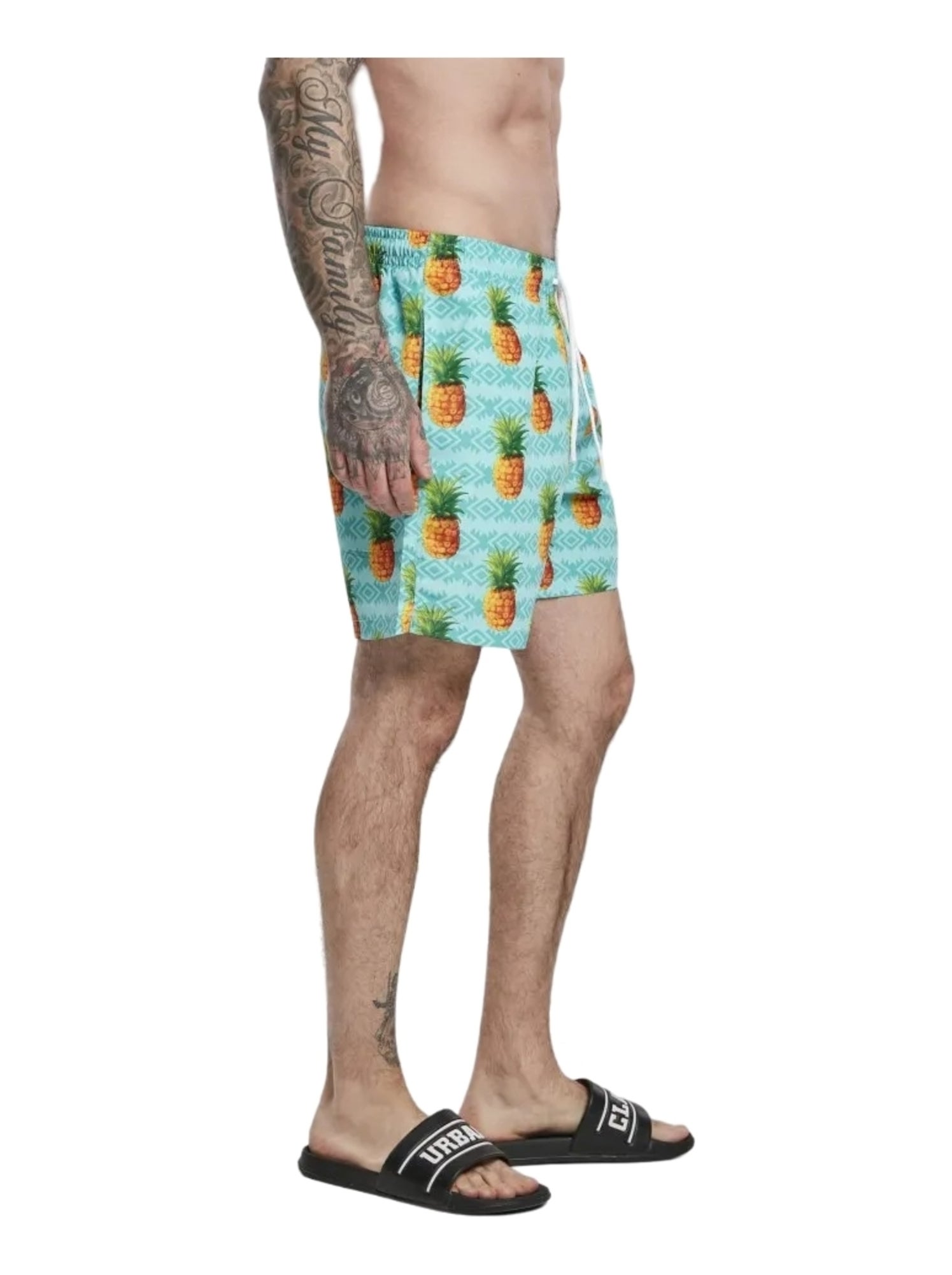 Urban Classics - Short de bain motif/style Ananas - Bleu