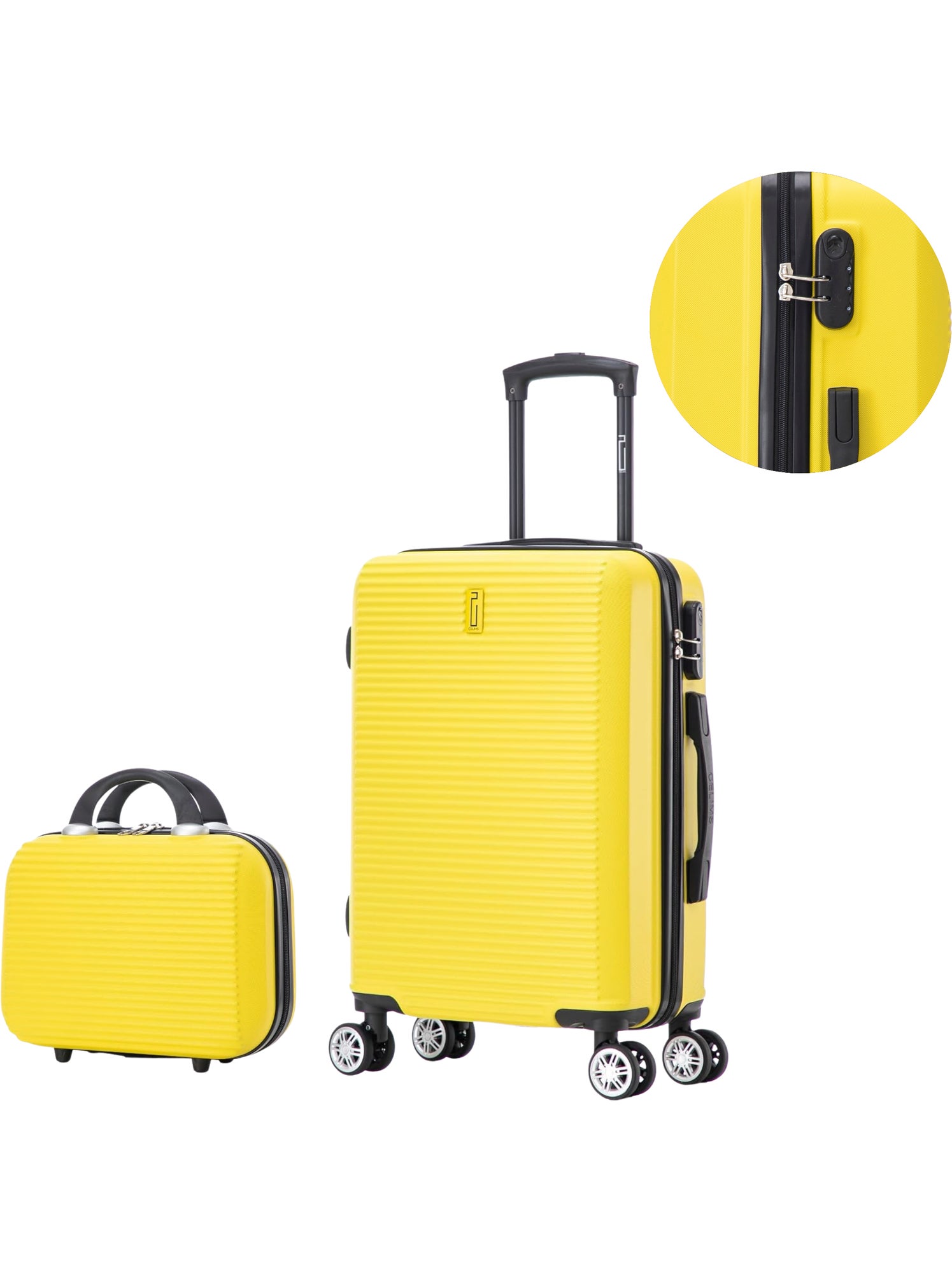 Valise Cabine 55x35x25cm avec Vanity | Modèle Weekend | CELIMS France - Jaune