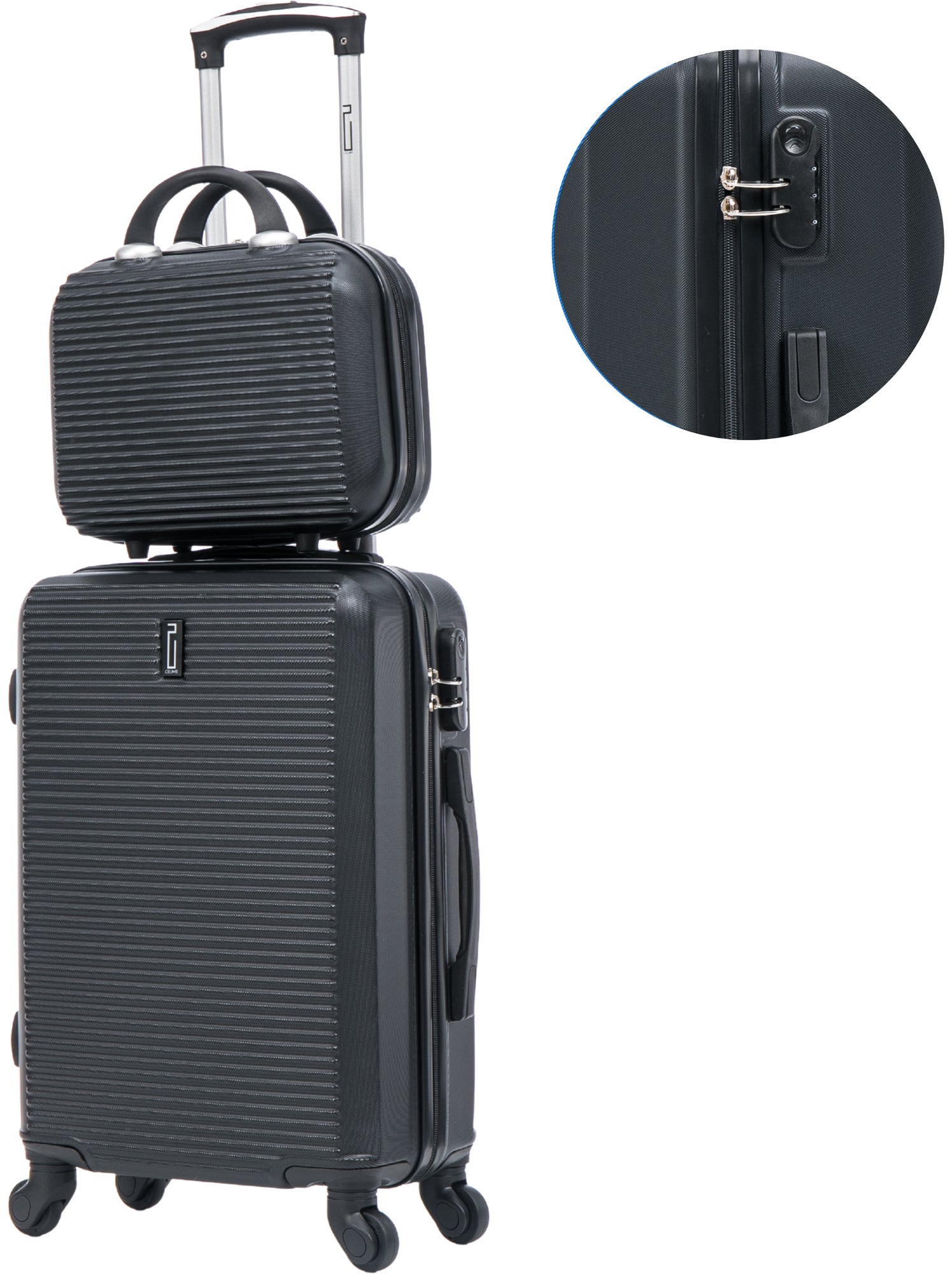 Valise Cabine 55x35x25cm avec Vanity | Modèle Weekend | CELIMS France - Noir