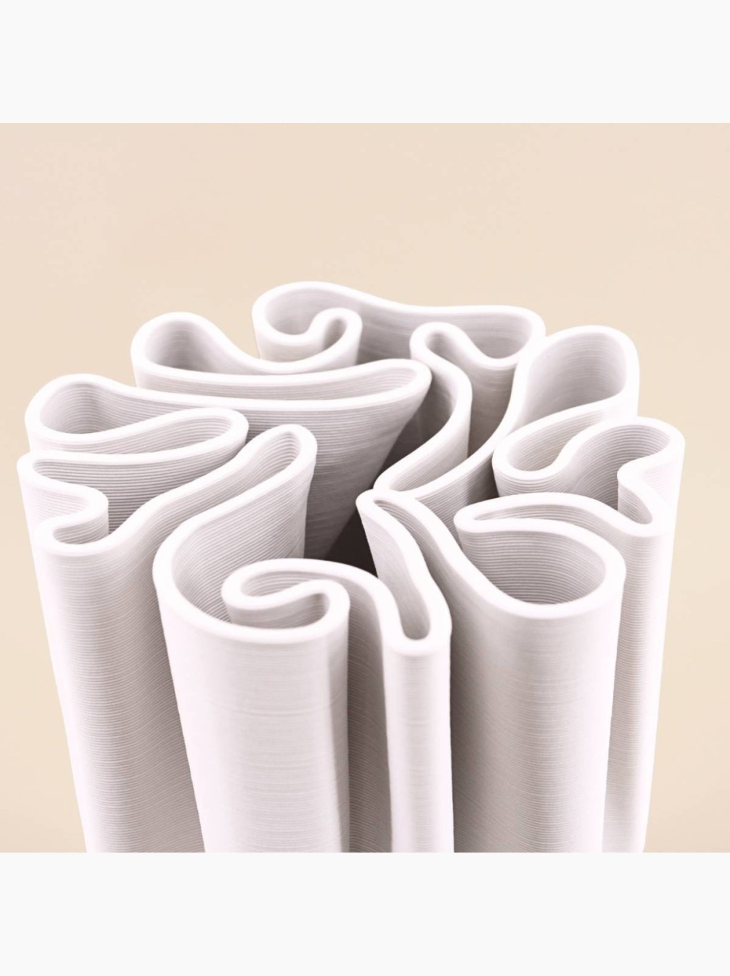 Vase blanc en céramique plissé 3D, H28cm - Blanc