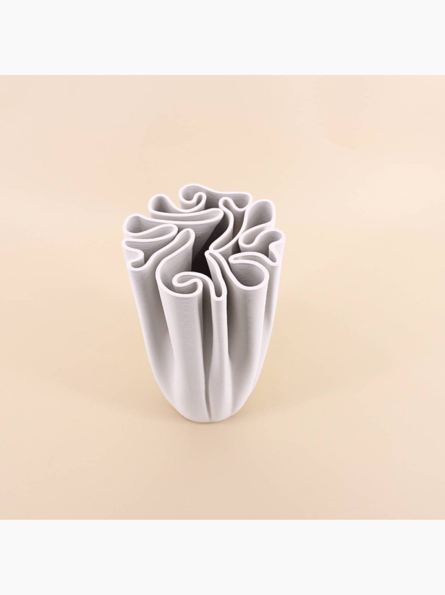 Vase blanc en céramique plissé 3D, H28cm - Blanc