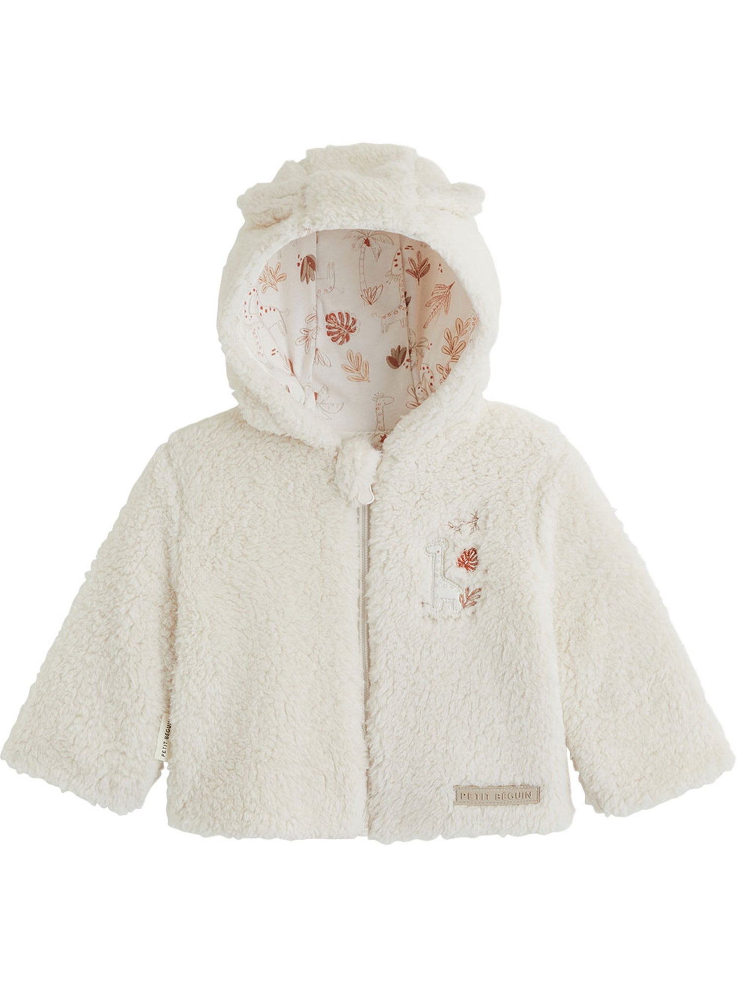 Veste à capuche bébé en sherpa edoni - Ecru
