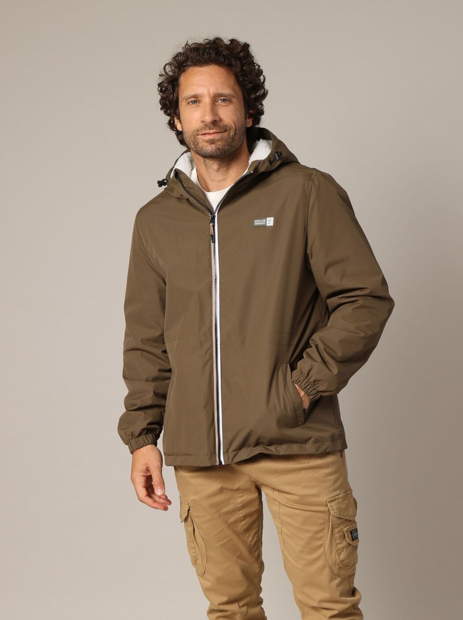 Veste à capuche doublée en sherpa 'deeluxe' - Vert bouteille
